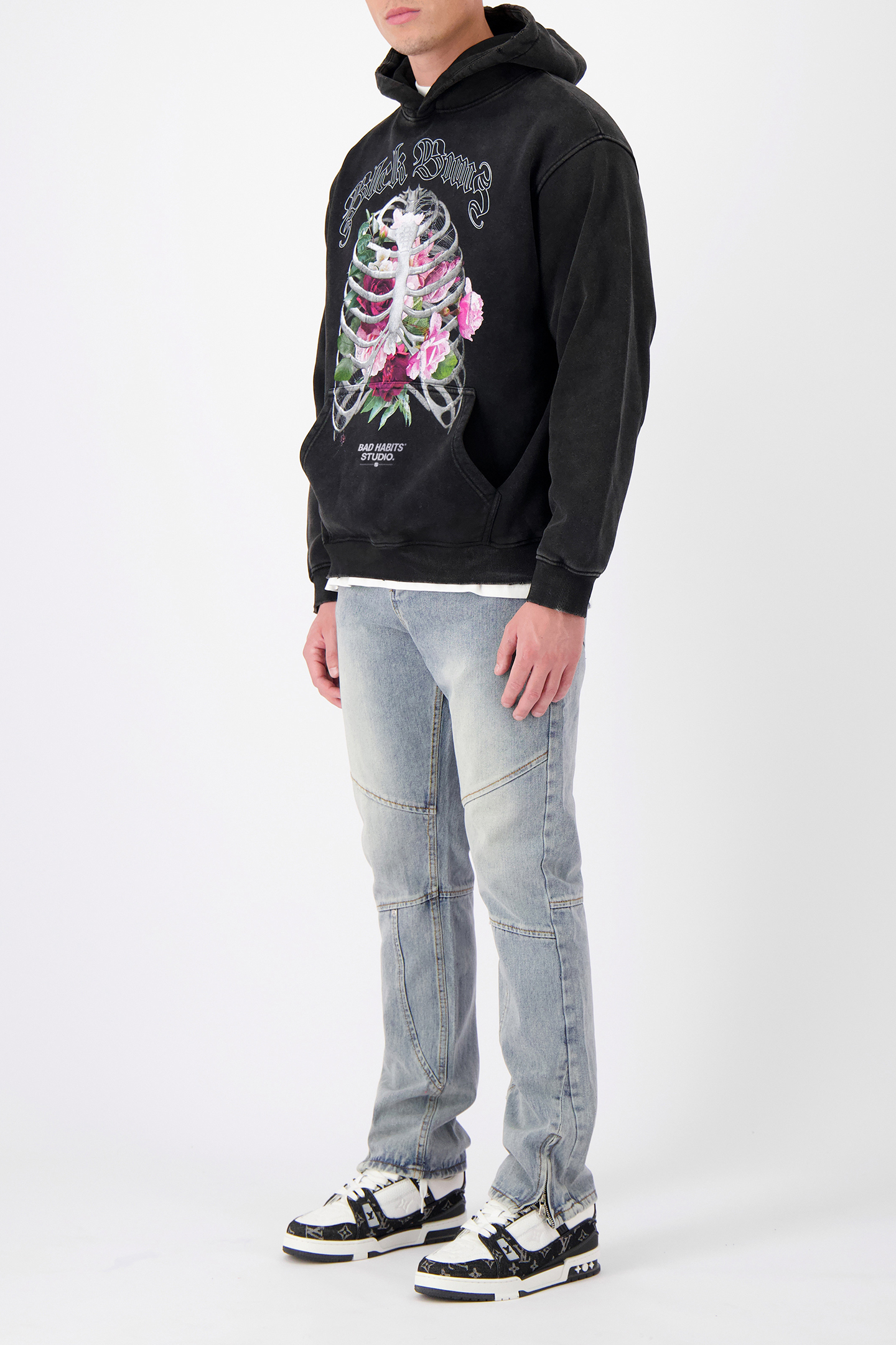 RIBCAGE HOODIE WASHED BLACK 3