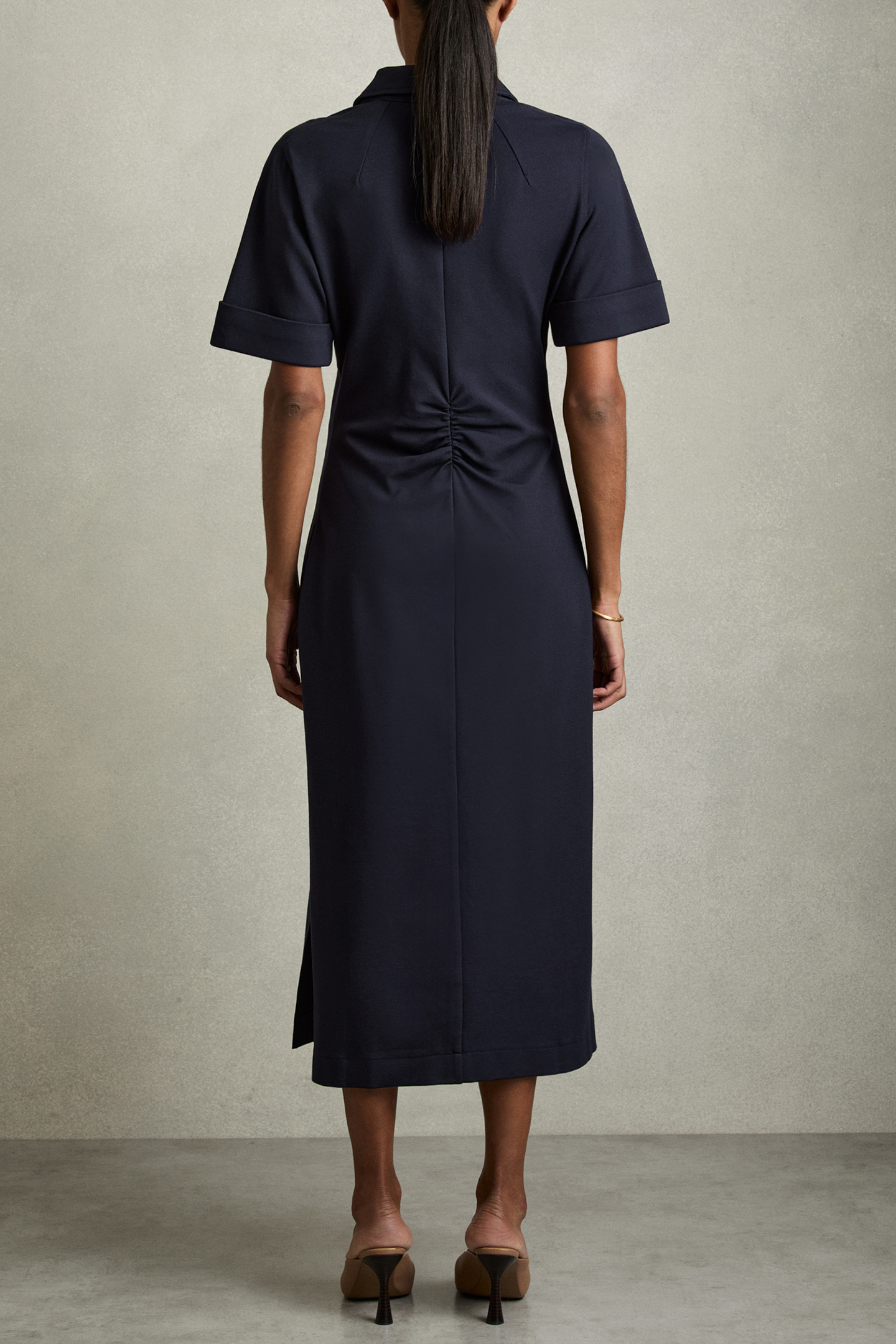 JERSEY COLLARED BODYCON DRESS NAVY 2