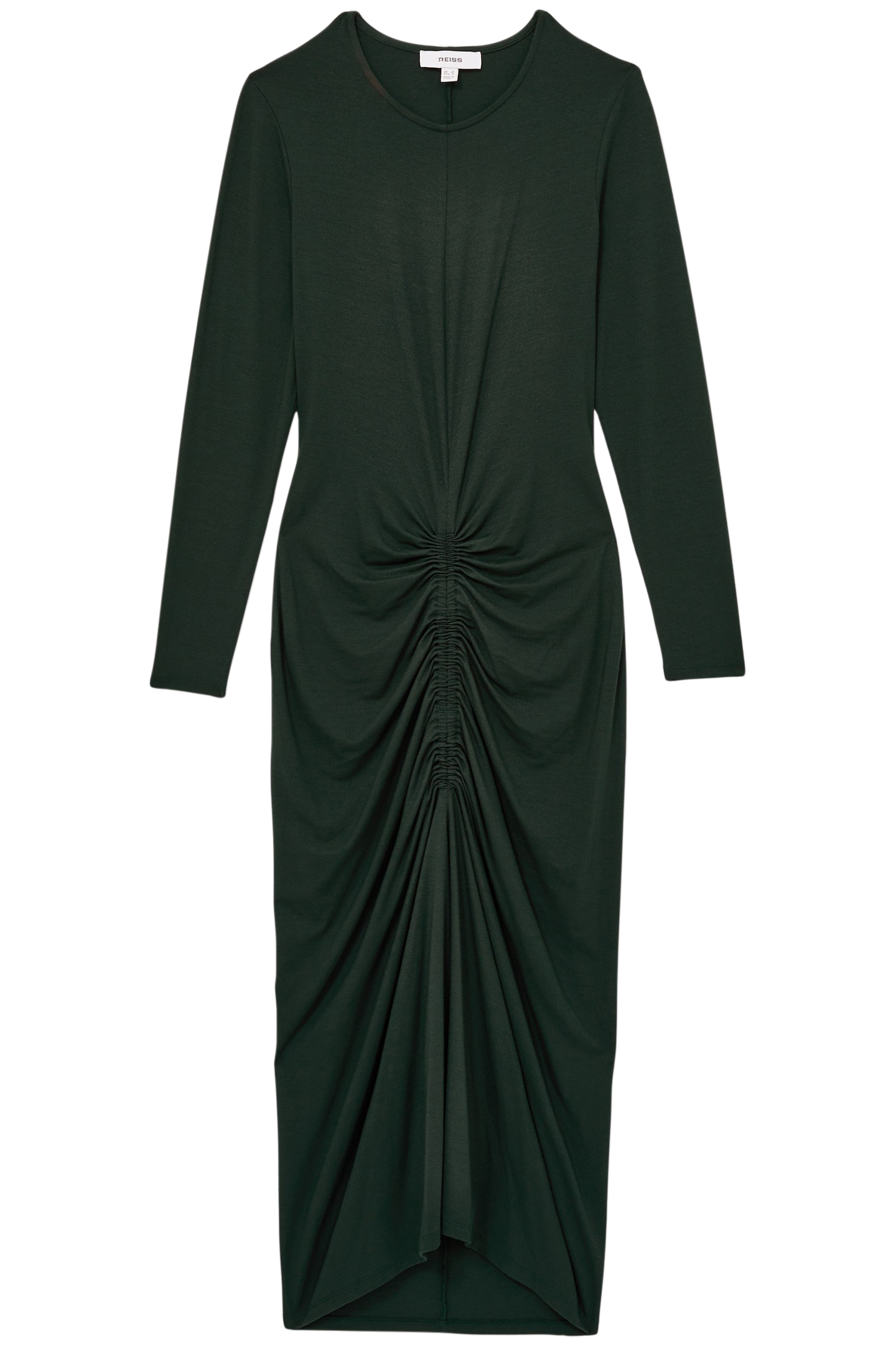 PLAIN RUCHED JERSEY DRESS GREEN 3