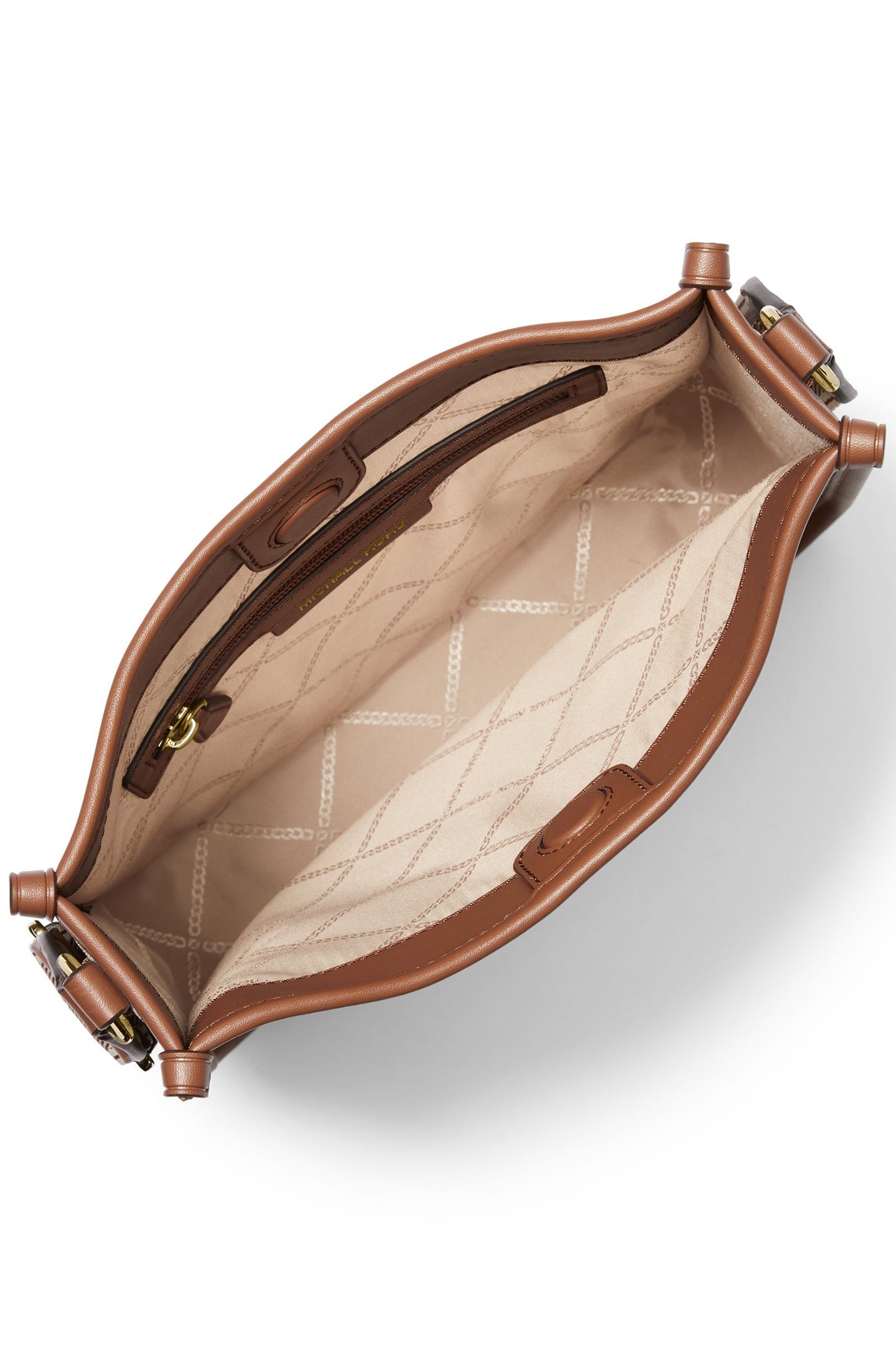 LEATHER MESSENGER BAG WITH LOGO STRAP IN VANILLA 3