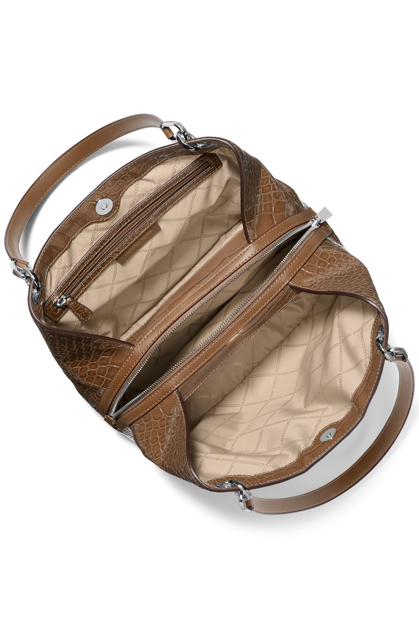 LEATHER SHOULDER TOTE BAG IN BEIGE 4