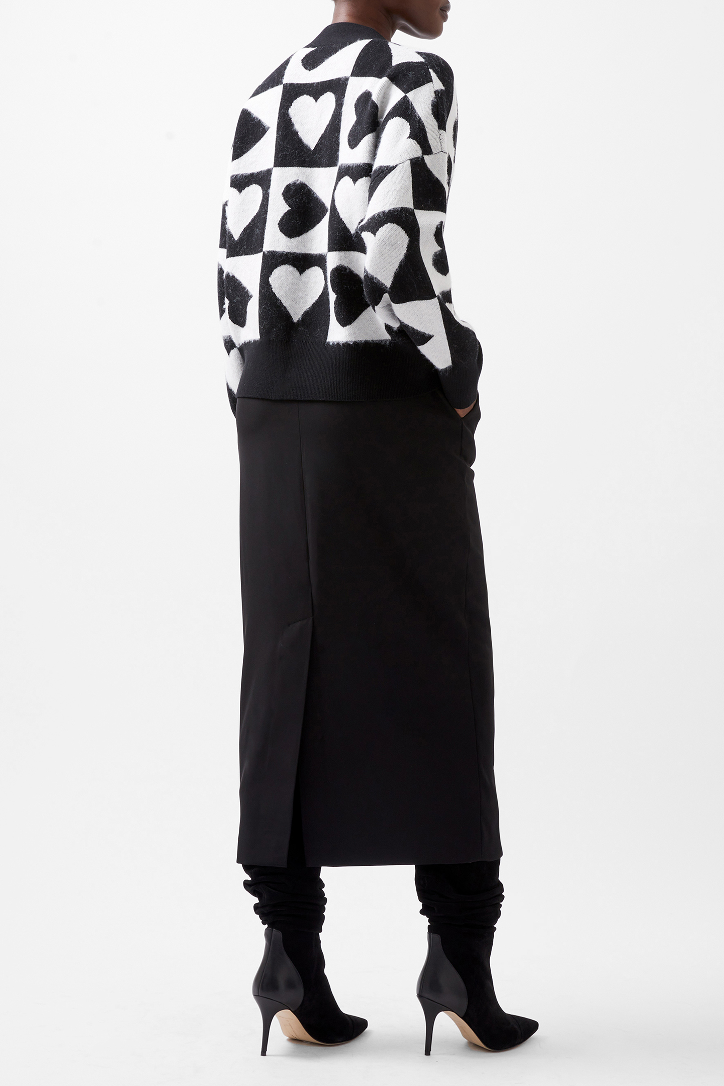 JULIANNA HEART CARDIGAN BLACKOUT/WINTERWHITE 2