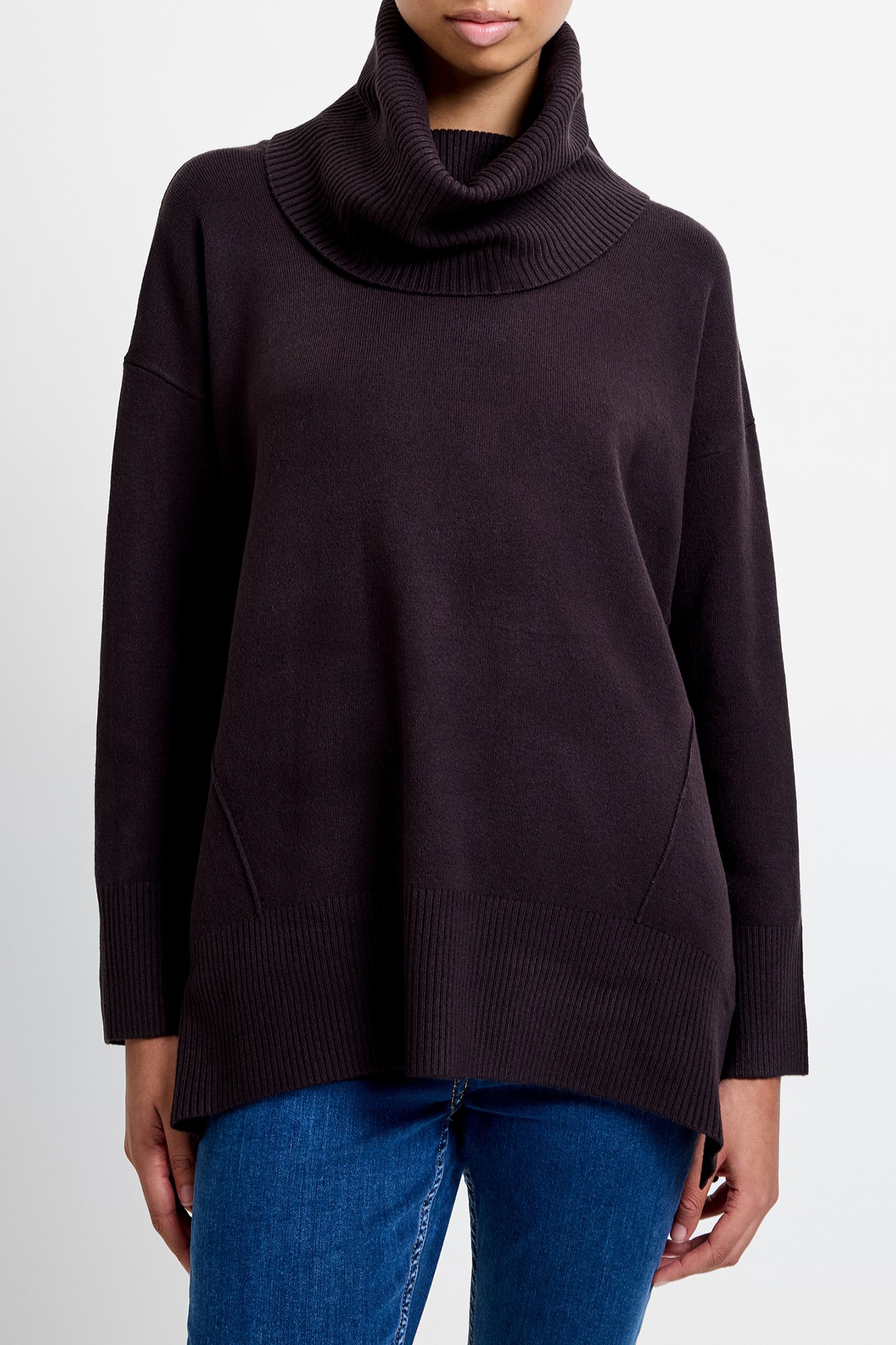 BABYSOFT RIBBED COWL NECK JUMPER CHOCOLATE GANACHE 1