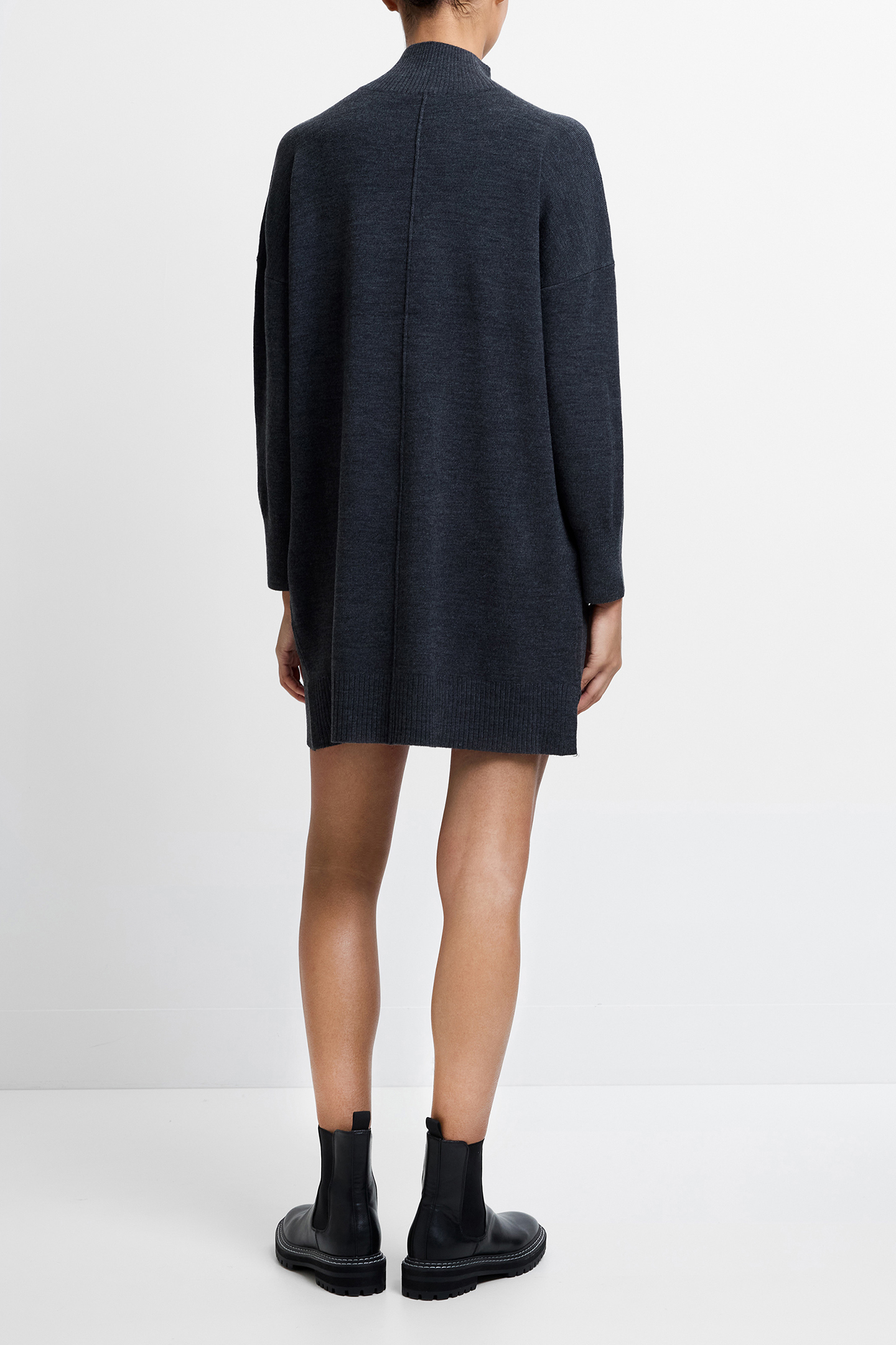 BABYSOFT ROLL NECK KNIT DRESS CHARCOAL MEL 3