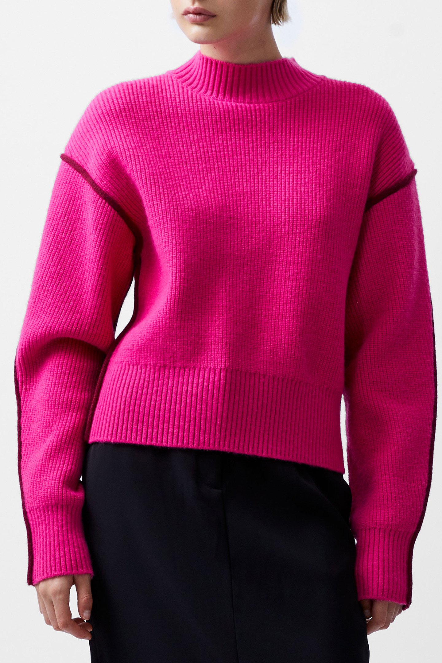 LORENA L/S HIGH NK JUMPER LUM PINK/BKD CHERRY 1
