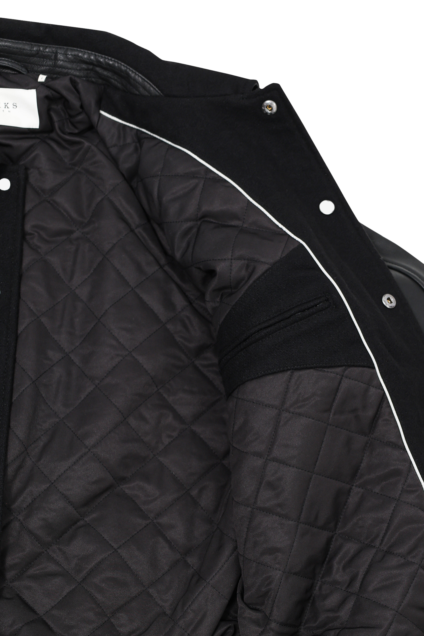 BLACK MIXED CHROME-FREE LEATHER VARSITY JACKET BLACK 7