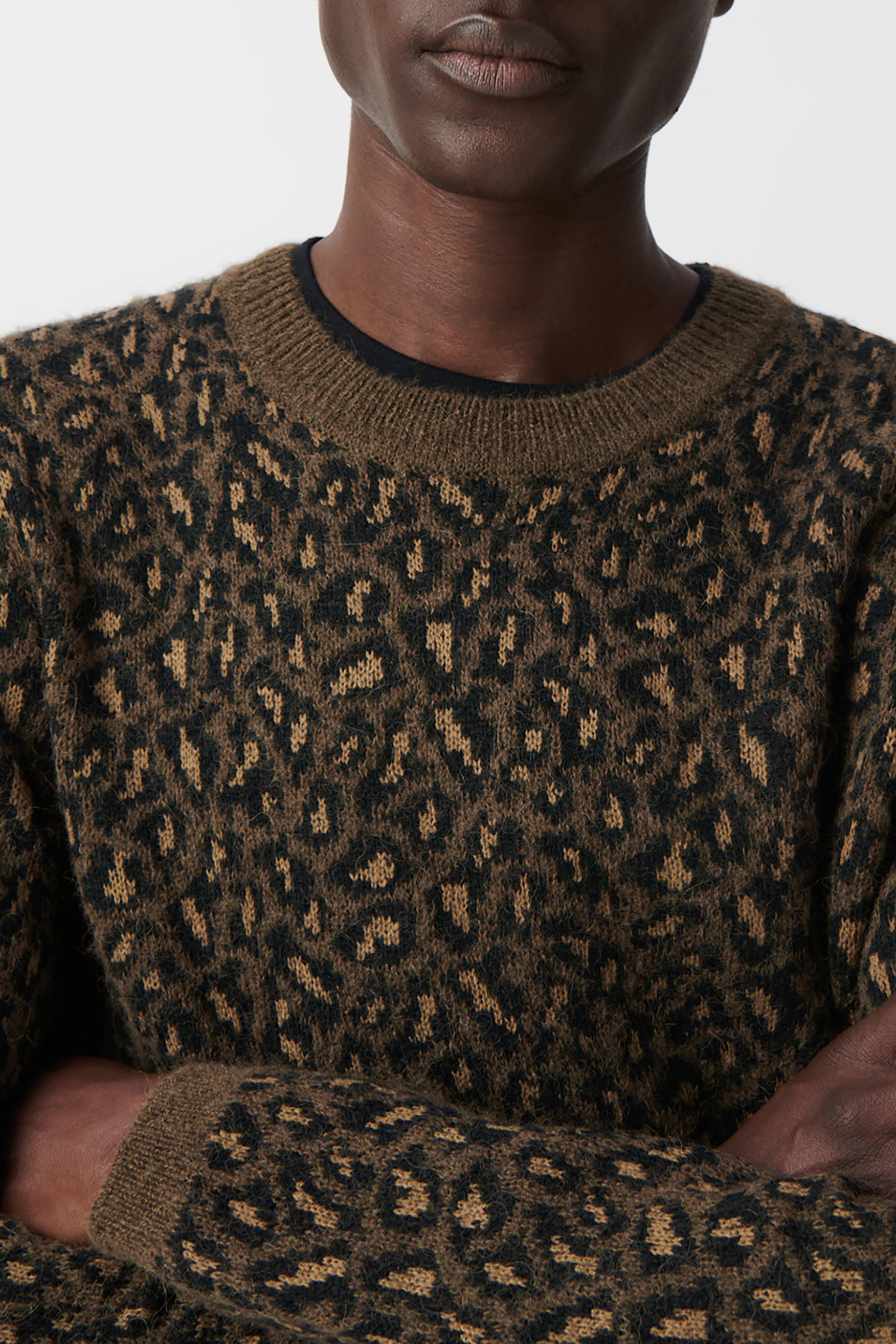 BEIGE KNIT LEOPARD JACQUARD SWEATER BEIGE 6