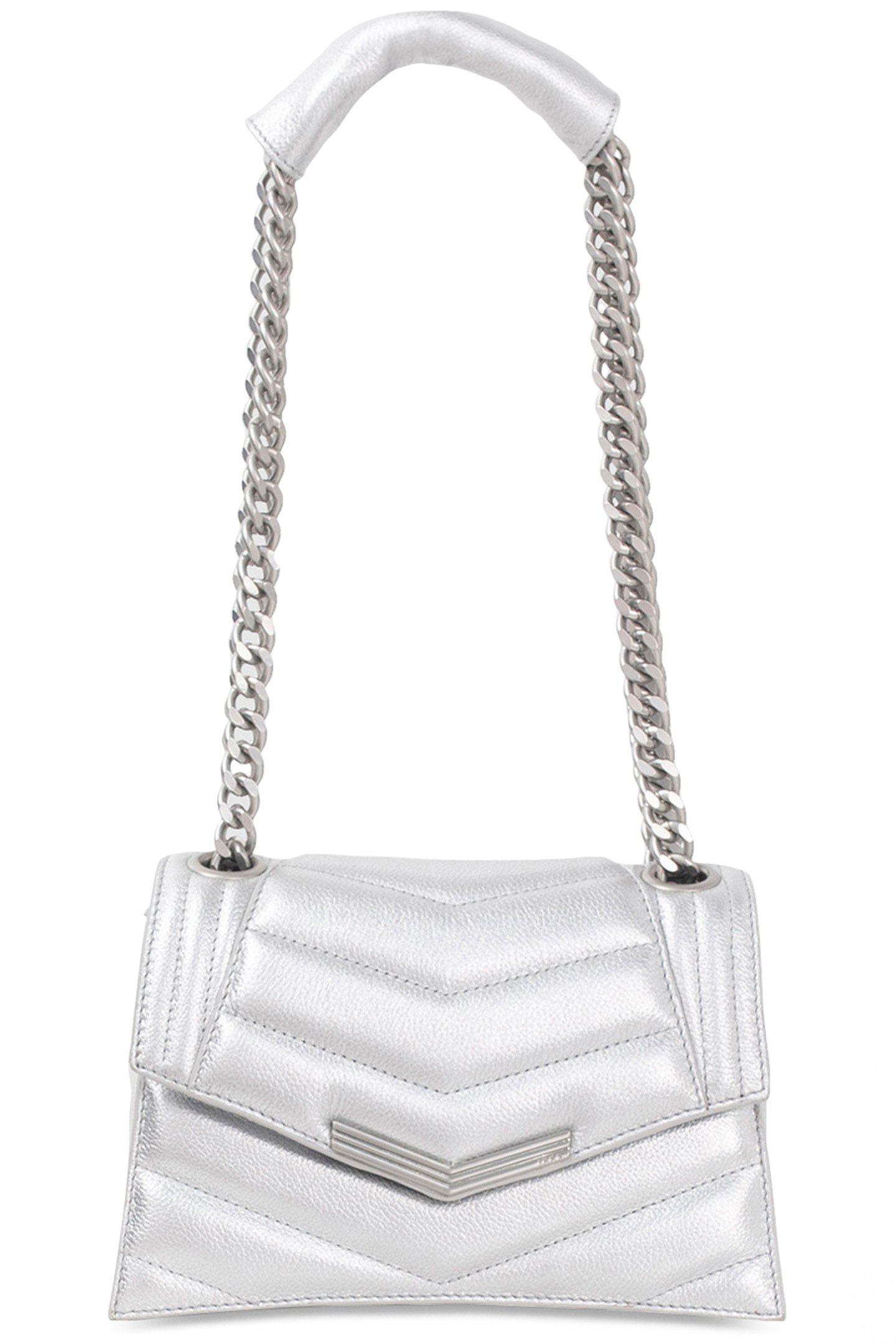 SILVER METALLIC LEATHER THE 1 GLITTER BAG SIZE S SILVER 1