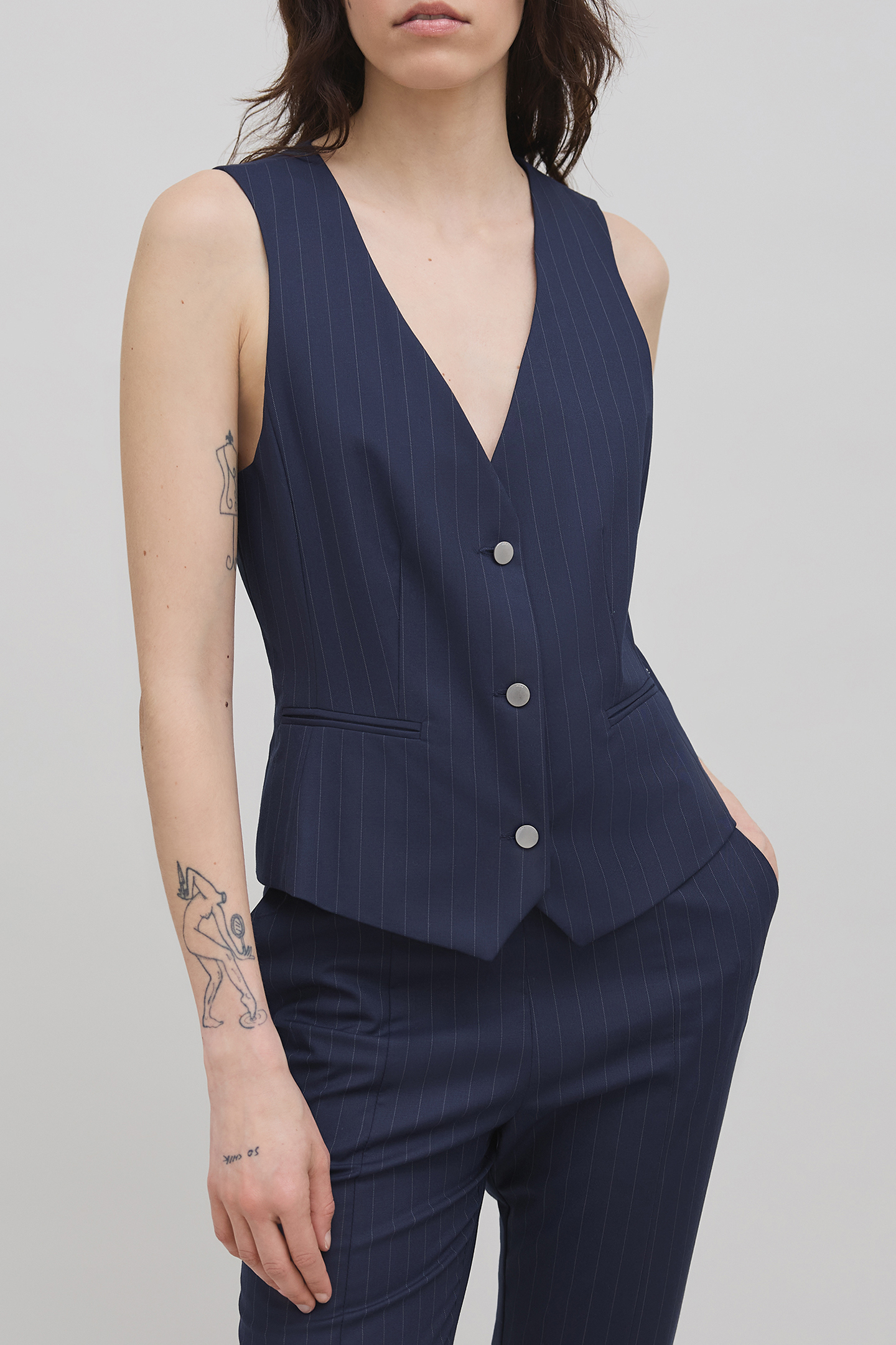 NAVY TENNIS STRIPE SUIT VEST NAVY 1