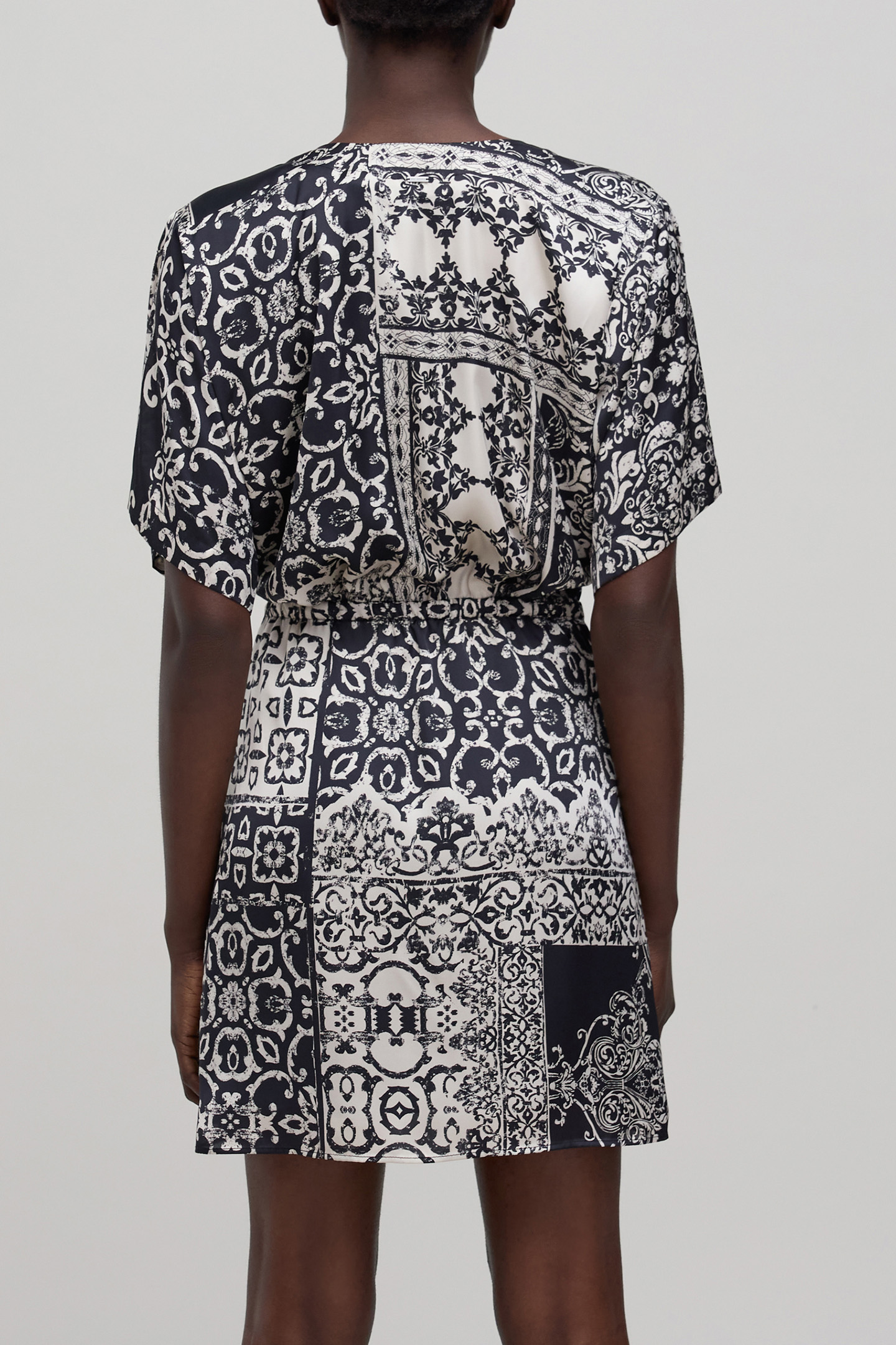 BLACK PATCHWORK SCARF DRESS BLACK 2