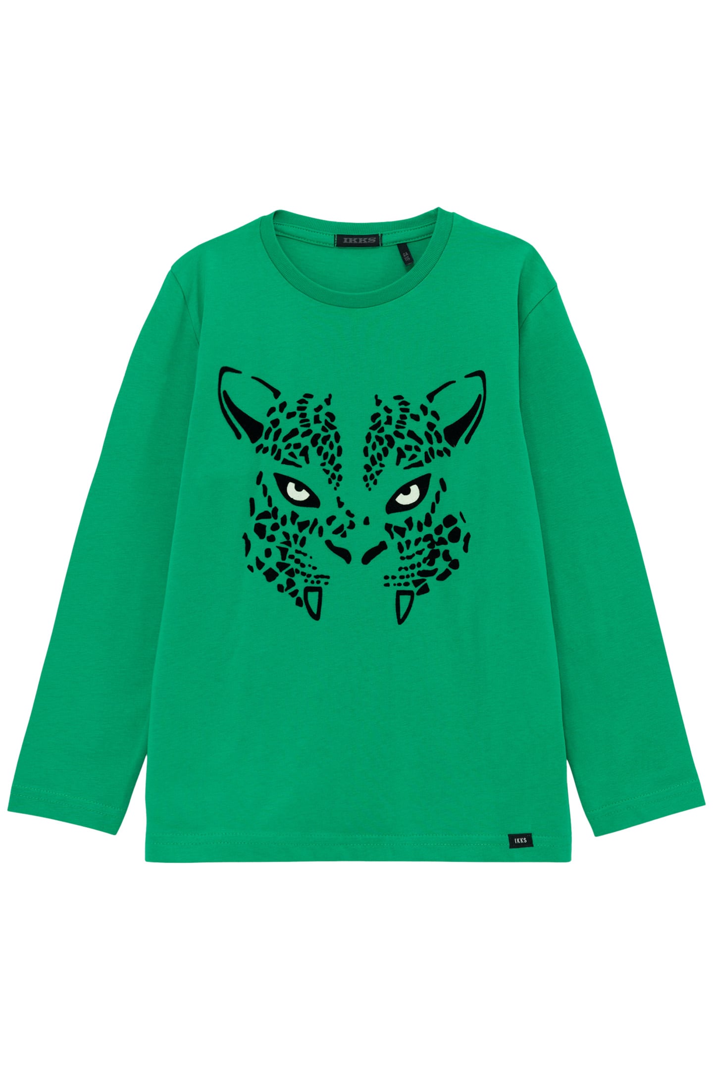 BOY'S GREEN ORGANIC COTTON GLOWING LEOPARD EYES T-SHIRT 1