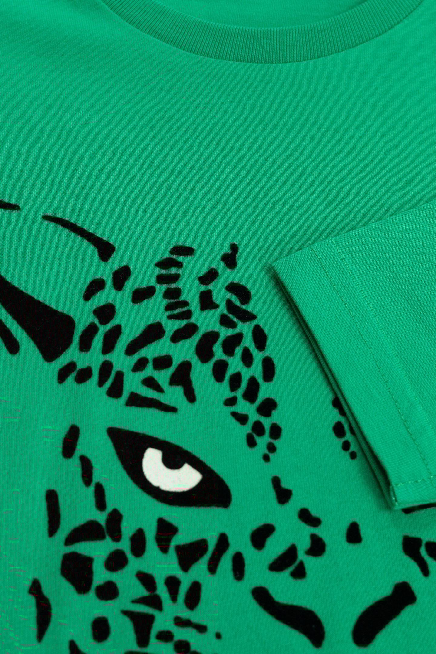 BOY'S GREEN ORGANIC COTTON GLOWING LEOPARD EYES T-SHIRT 5