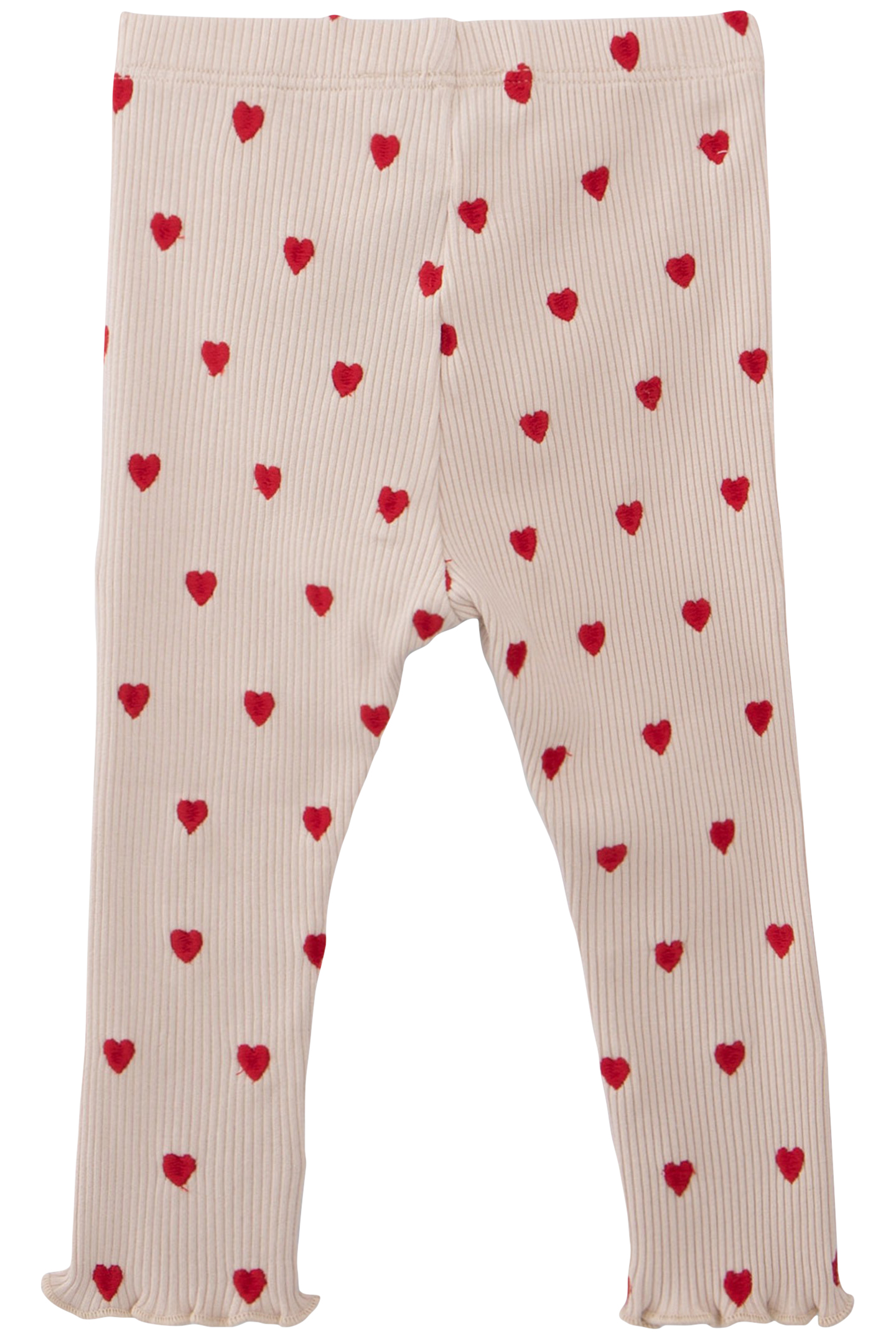 LEGGINGS ECRU EMBROIDERED HEARTS BABY GIRL 2