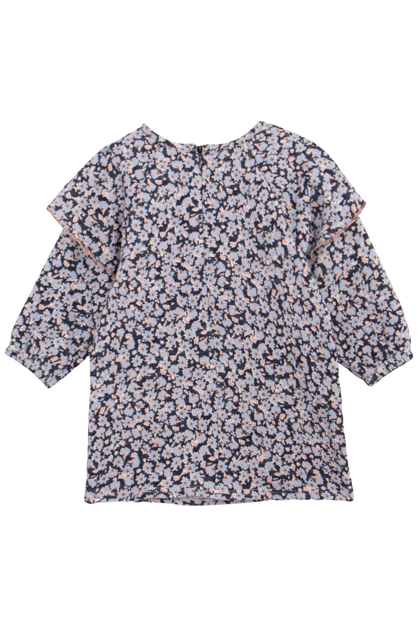 BABY GIRL'S BLUE ORGANIC COTTON DRESS WITH LAVENDER PRINT 2