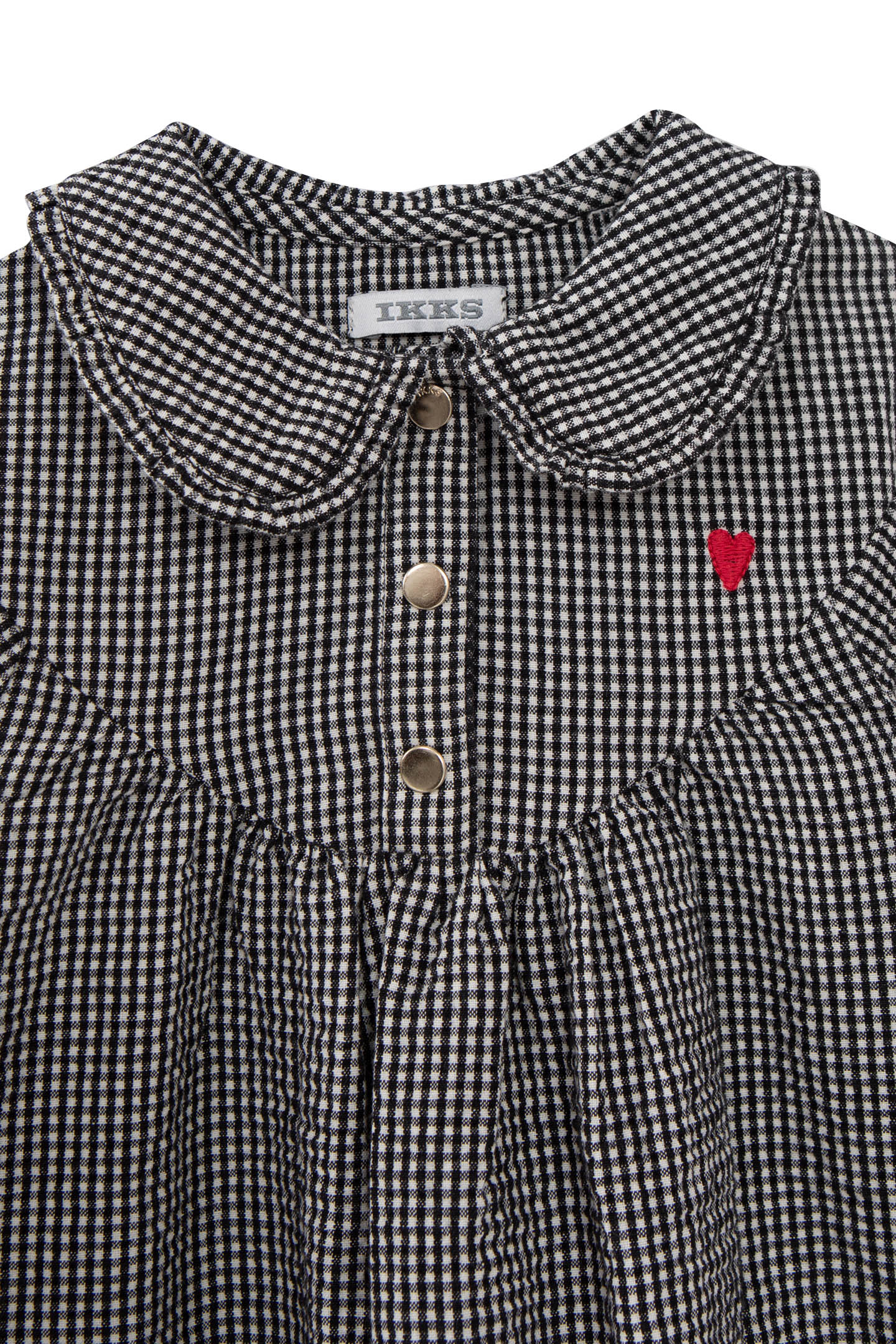 BABY GIRL DRESS IN ECRU WITH BLACK GINGHAM PATTERN 3