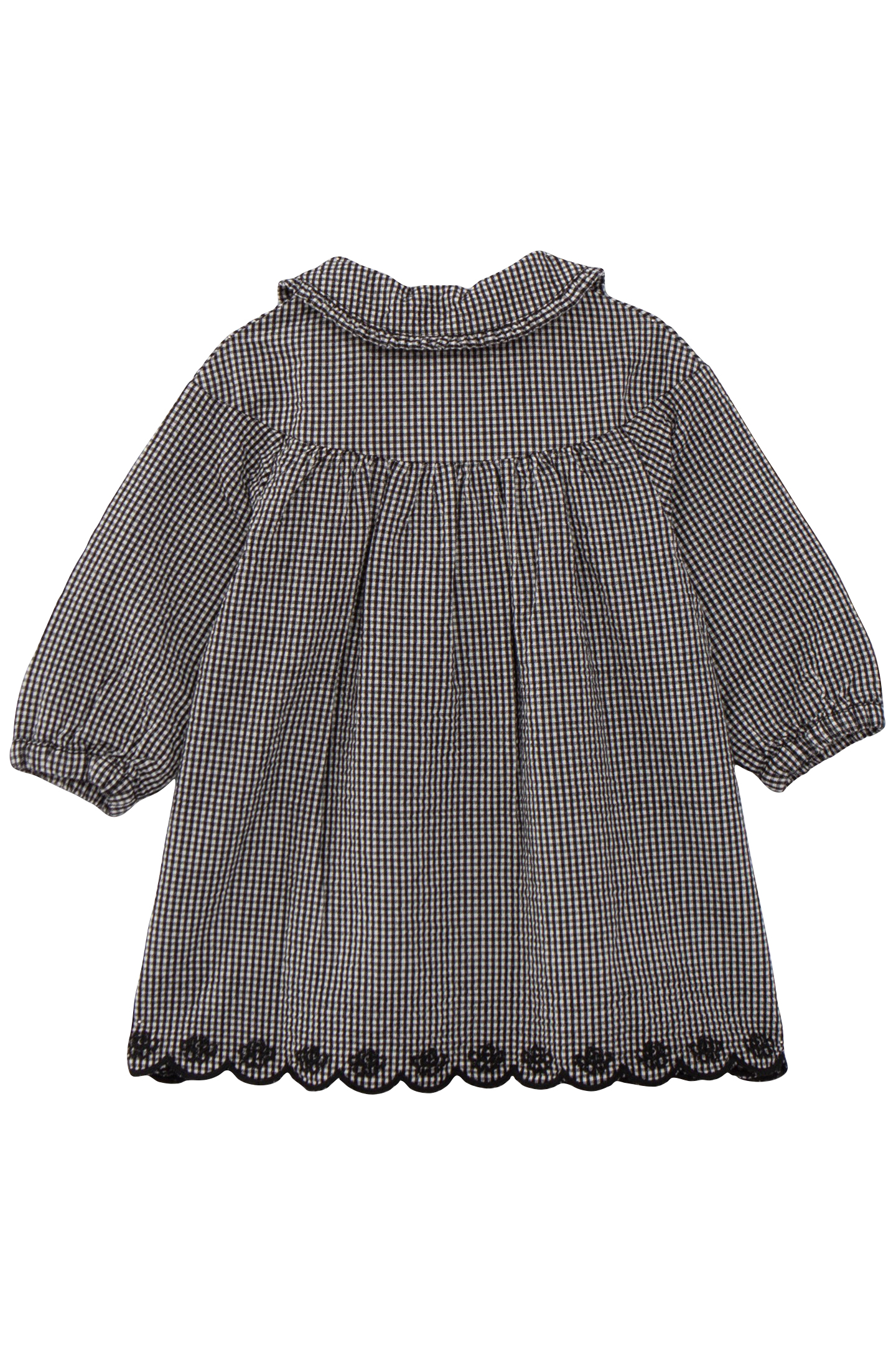 BABY GIRL DRESS IN ECRU WITH BLACK GINGHAM PATTERN 2
