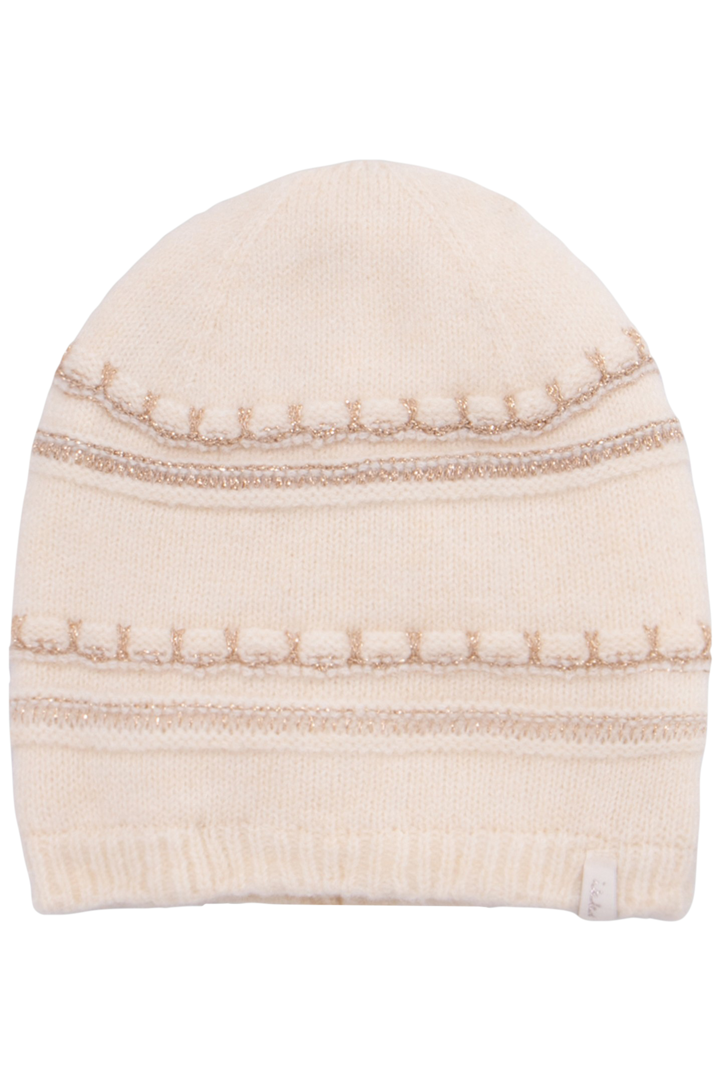 ECRU LUREX STRIPED KNITTED HAT BABY GIRL 1