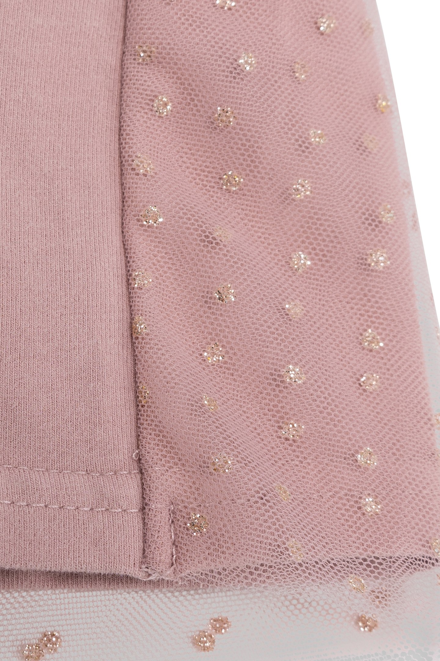 GIRL'S PINK BI-MATERIAL TULLE-PLUMETIS BACK T-SHIRT 7