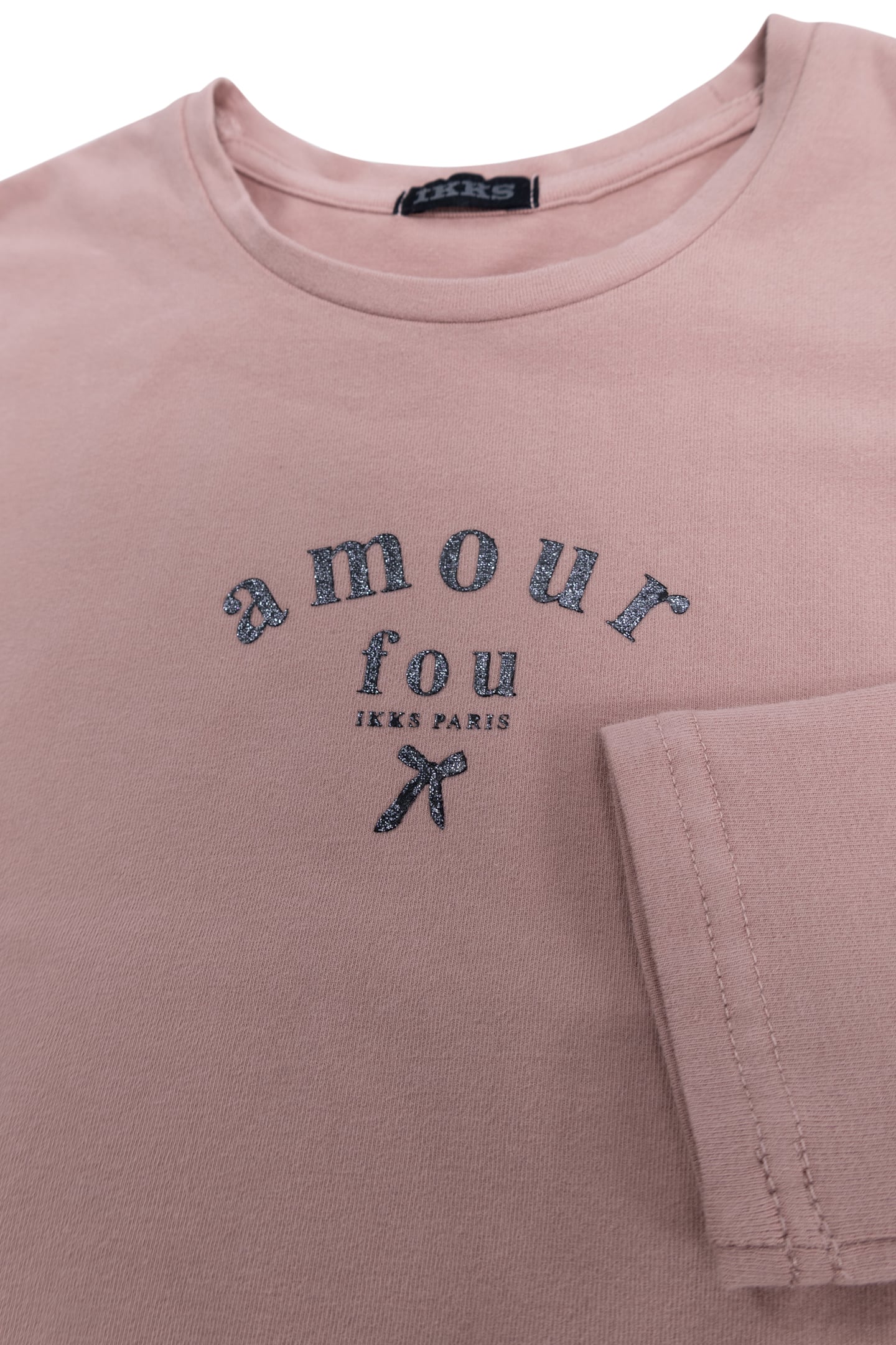 GIRL'S PINK BI-MATERIAL TULLE-PLUMETIS BACK T-SHIRT 5