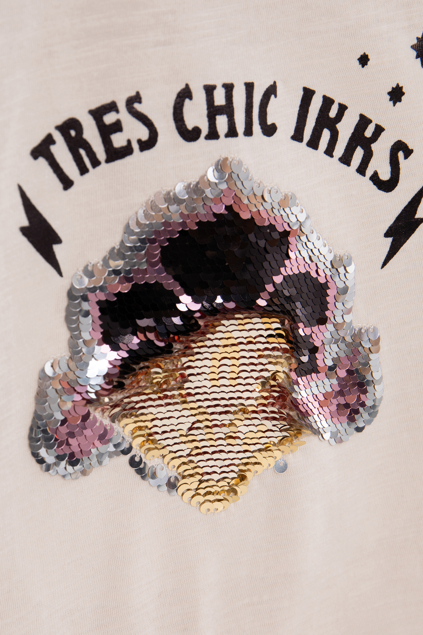GIRL'S ECRU T-SHIRT WITH REVERSIBLE SEQUIN ART DECO IMAGE 5