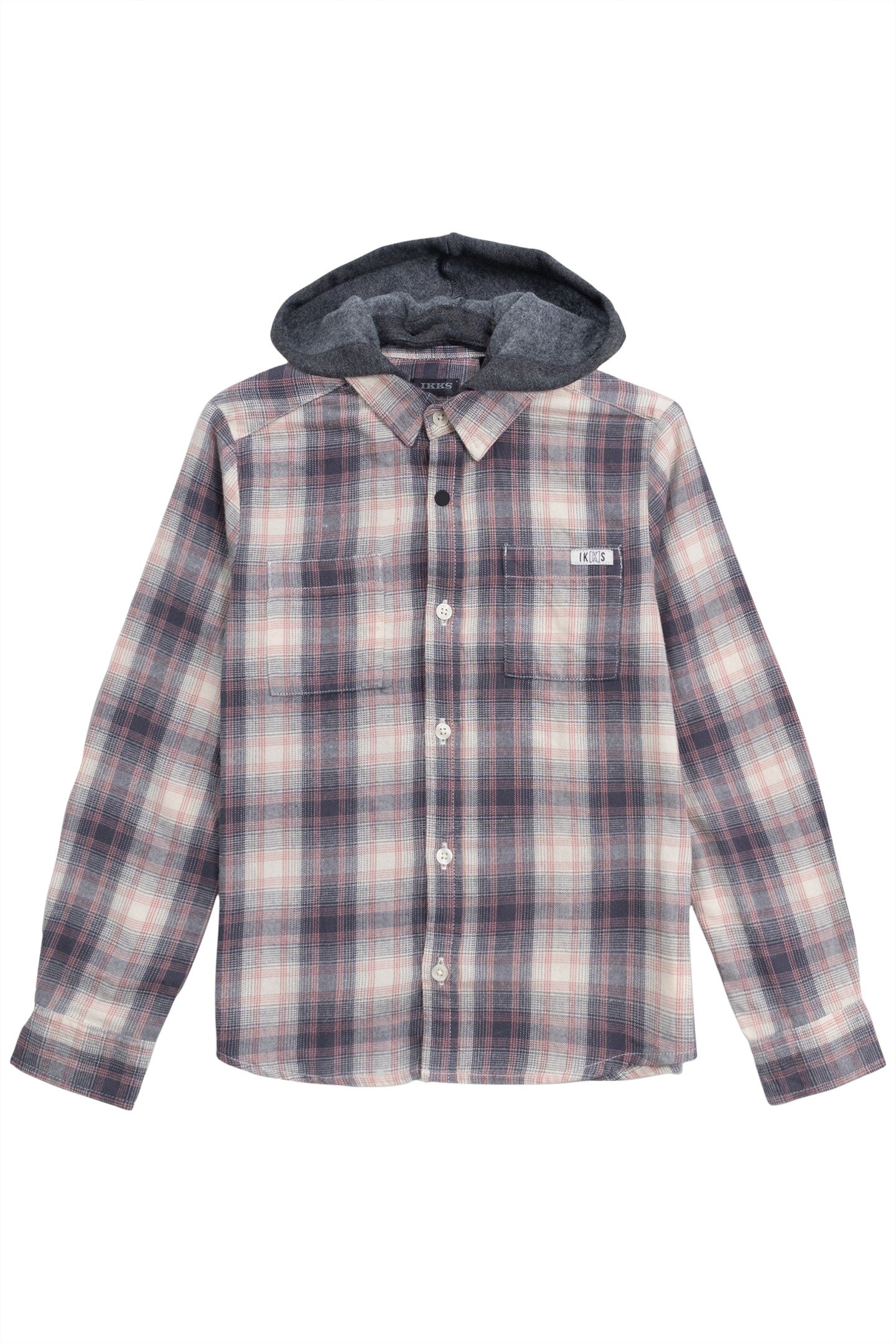 BOY'S BEIGE PLAID SHIRT WITH REMOVABLE HOOD by IKKS