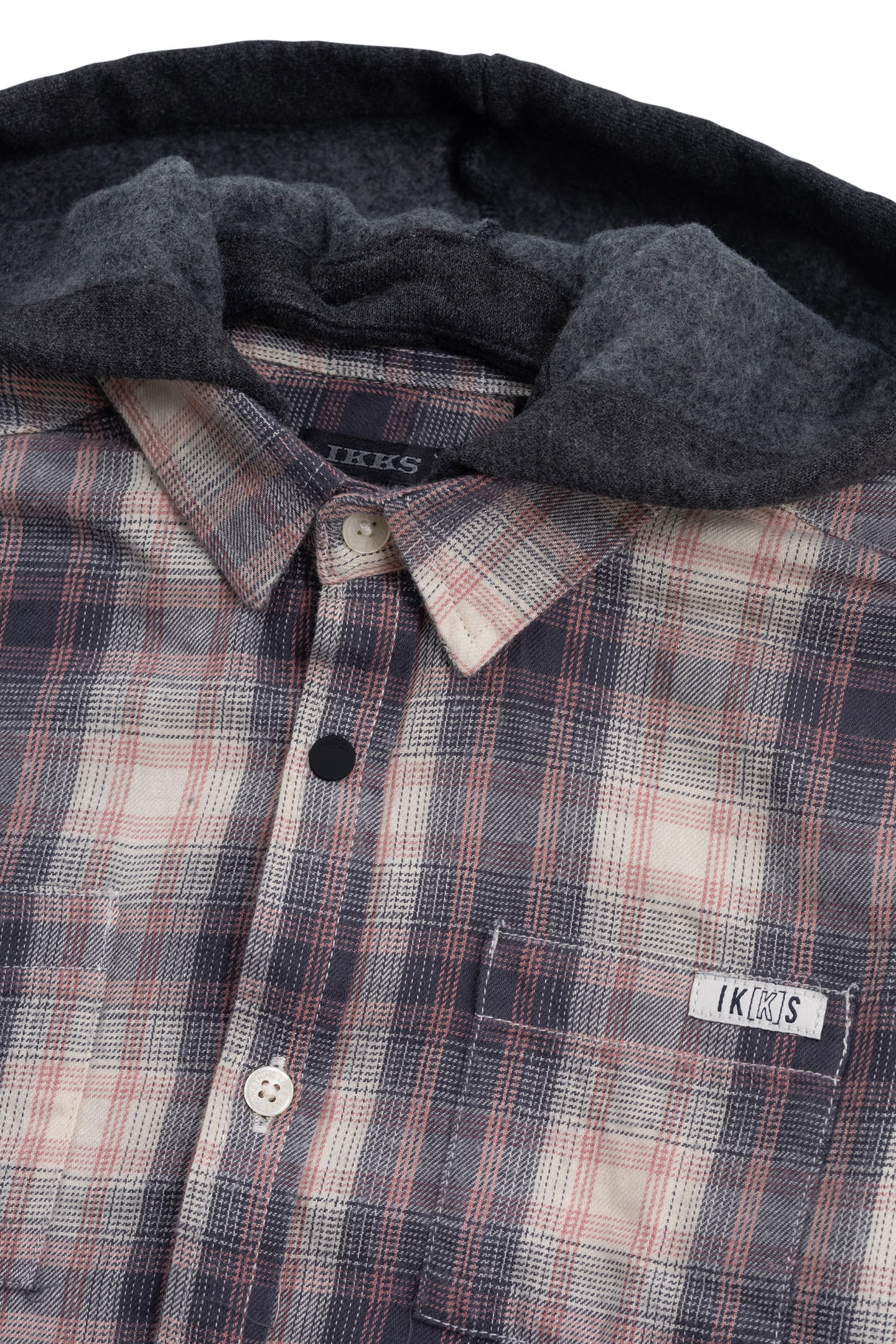 BOY'S BEIGE PLAID SHIRT WITH REMOVABLE HOOD 3