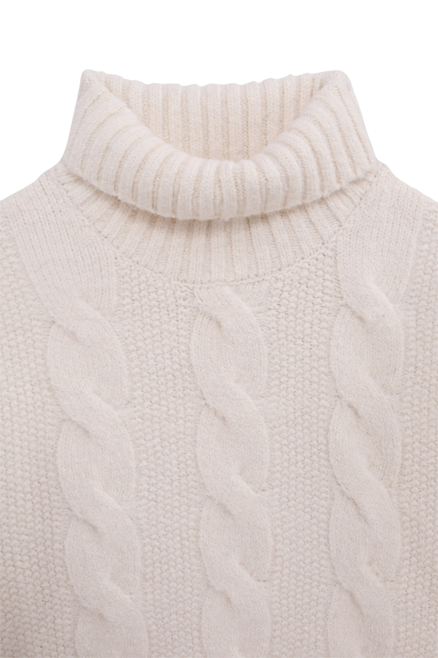 GIRL'S ECRU TURTLENECK KNIT SWEATER 3