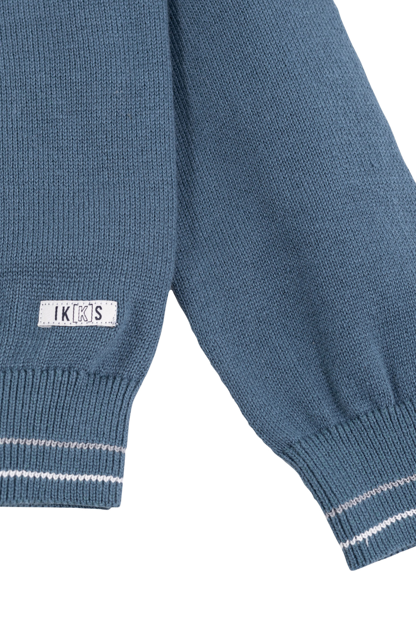BOY'S BLUE KNITTED HOODIE WITH EMBROIDERED MESSAGE 3