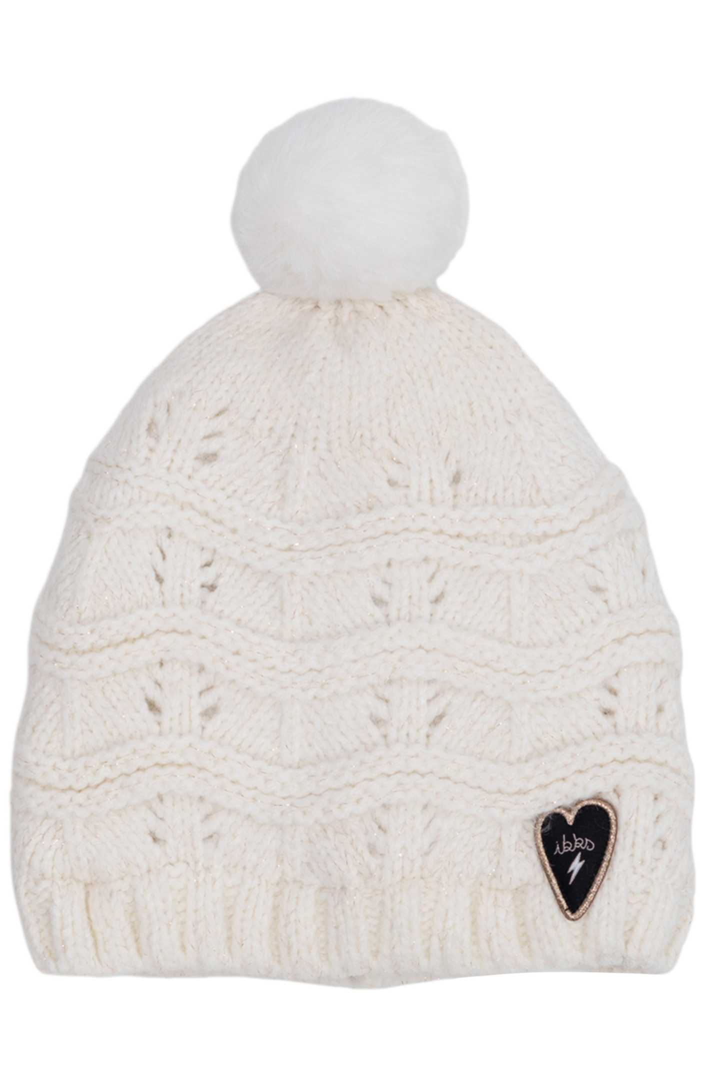 GIRL'S KNITTED ECRU FANCY FUR HAT 1