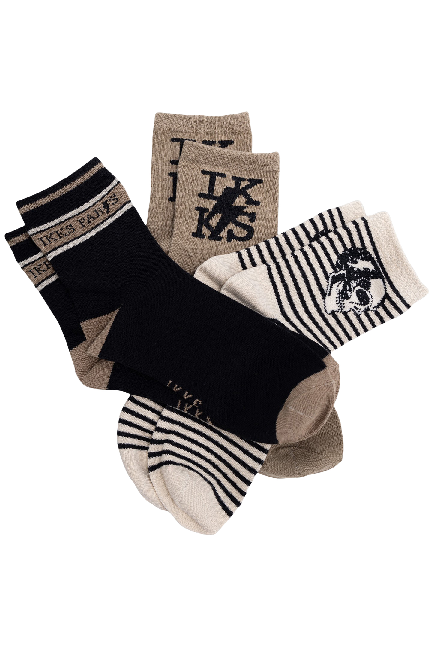 BOYS' BLACK, CAMEL AND ECRU SOCKS 3