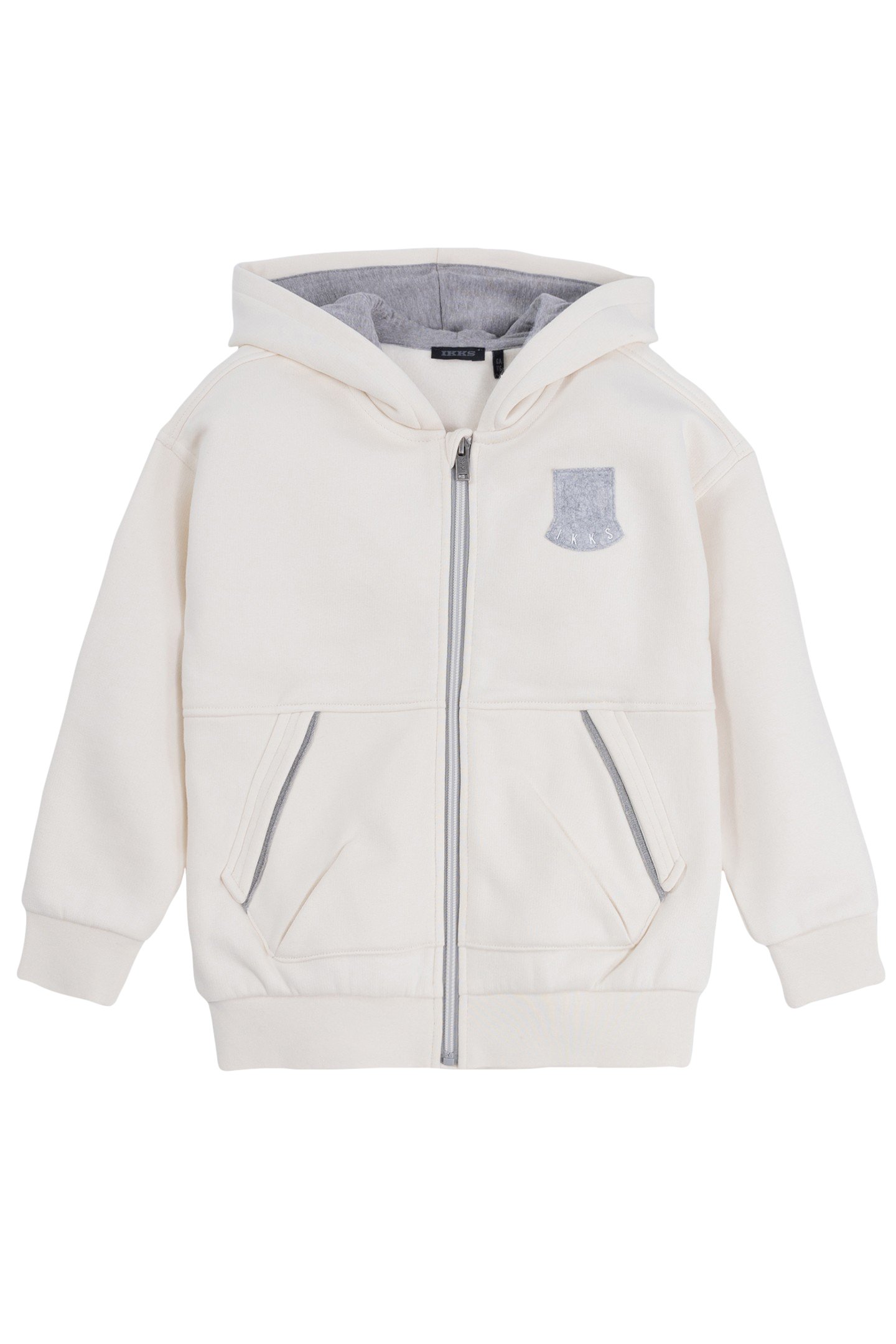 BOY'S ZIPPED ECRU CARDIGAN WITH GREY DETAILS by IKKS