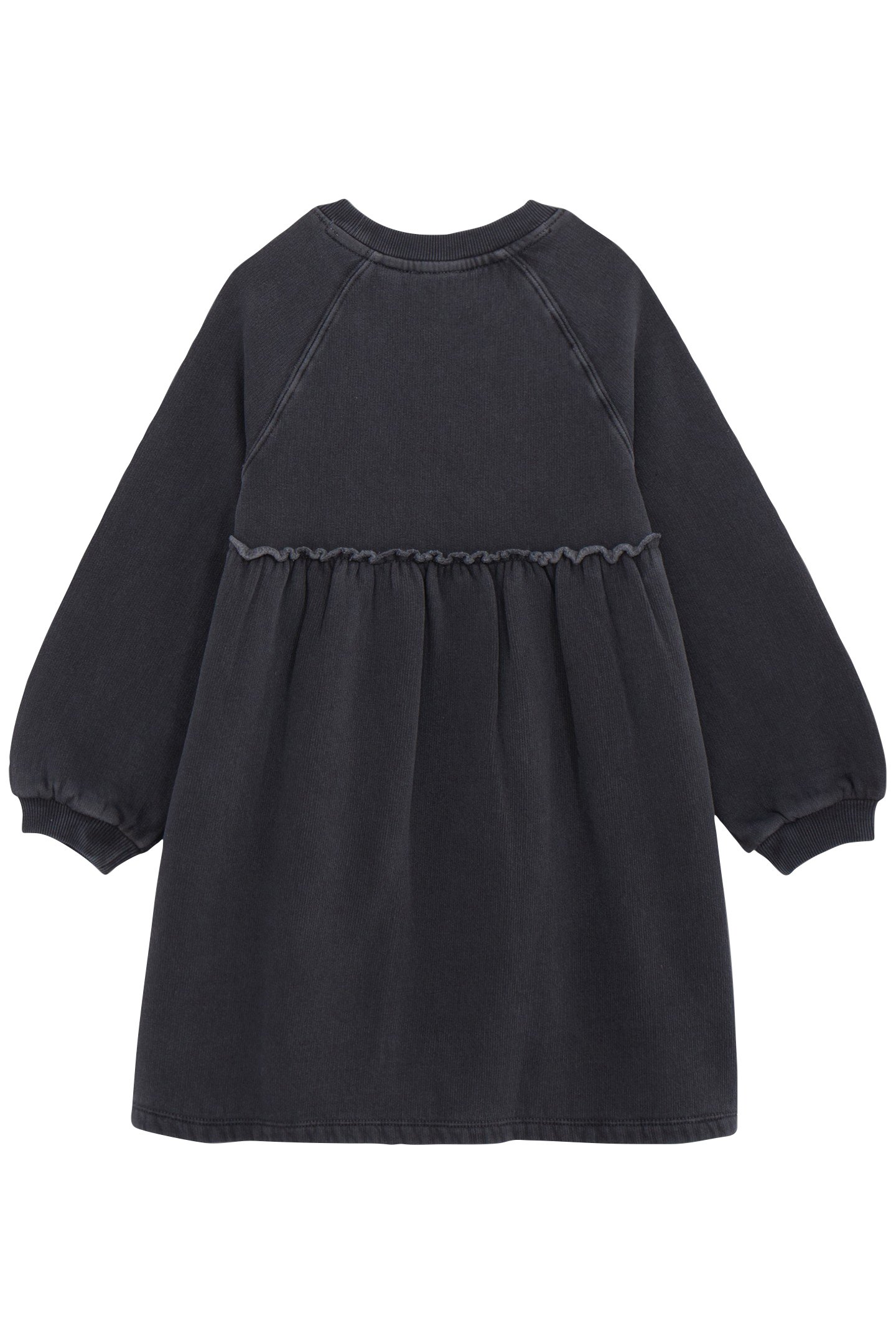 GIRL'S GREY ORGANIC COTTON VELVET SLOGANS SWEATSHIRT DRESS 2