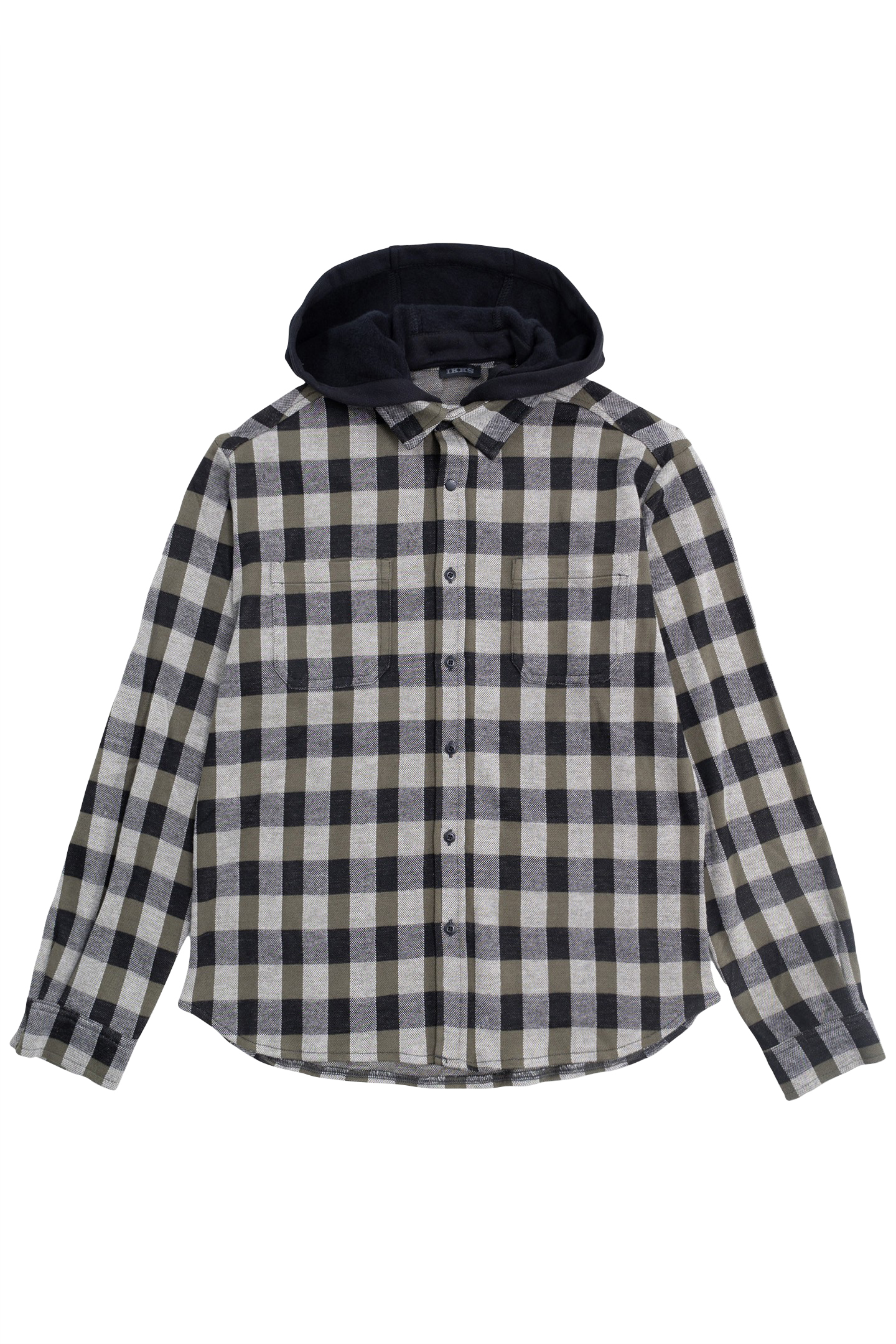 BOY'S BLACK PLAID SHIRT WITH DETACHABLE HOOD 1