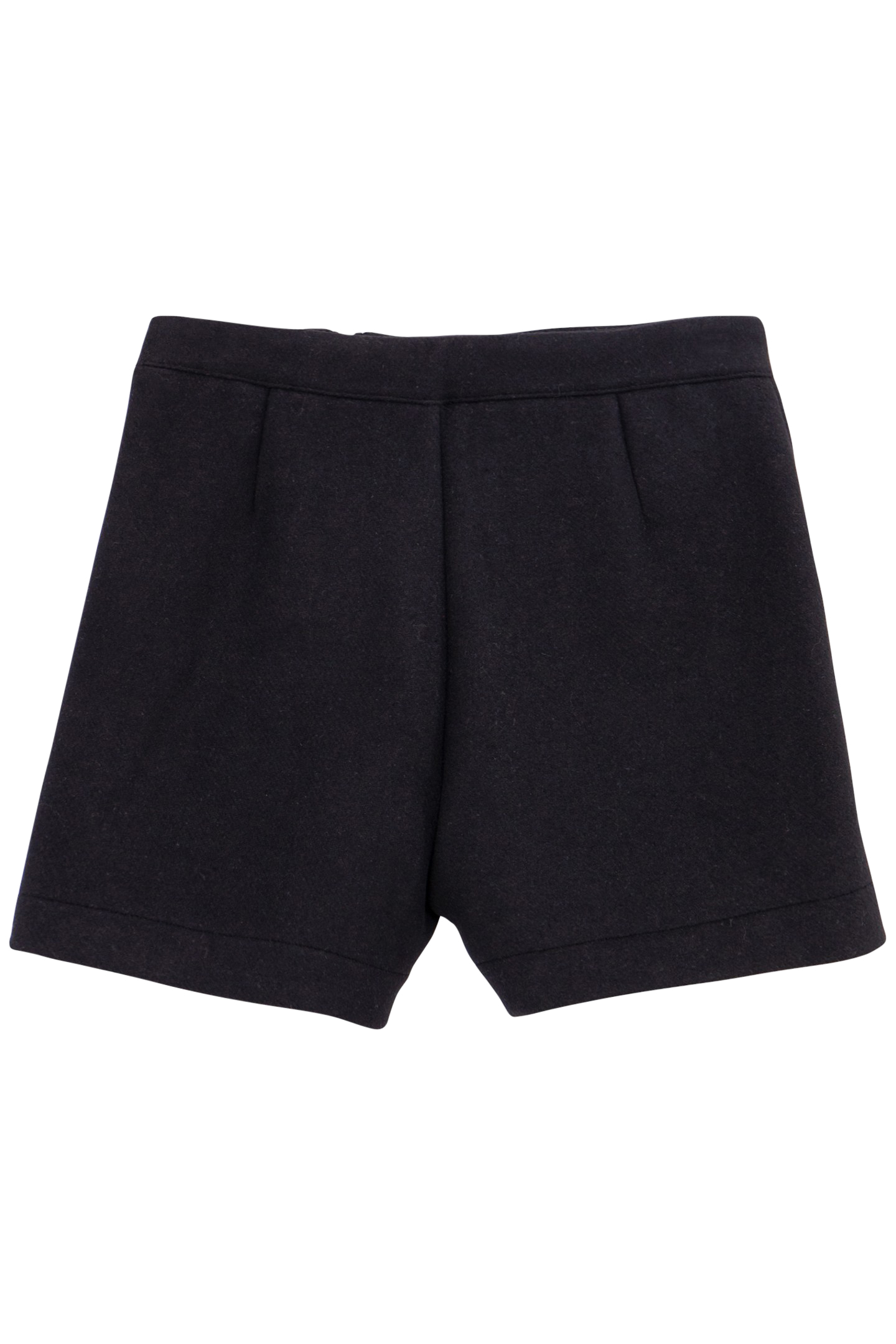 GIRLS' BLACK DOUBLE-ZIP WOOL SHORTS 2