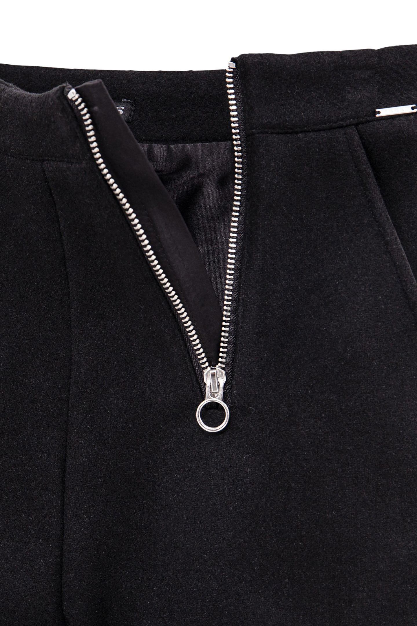 GIRLS' BLACK DOUBLE-ZIP WOOL SHORTS 4