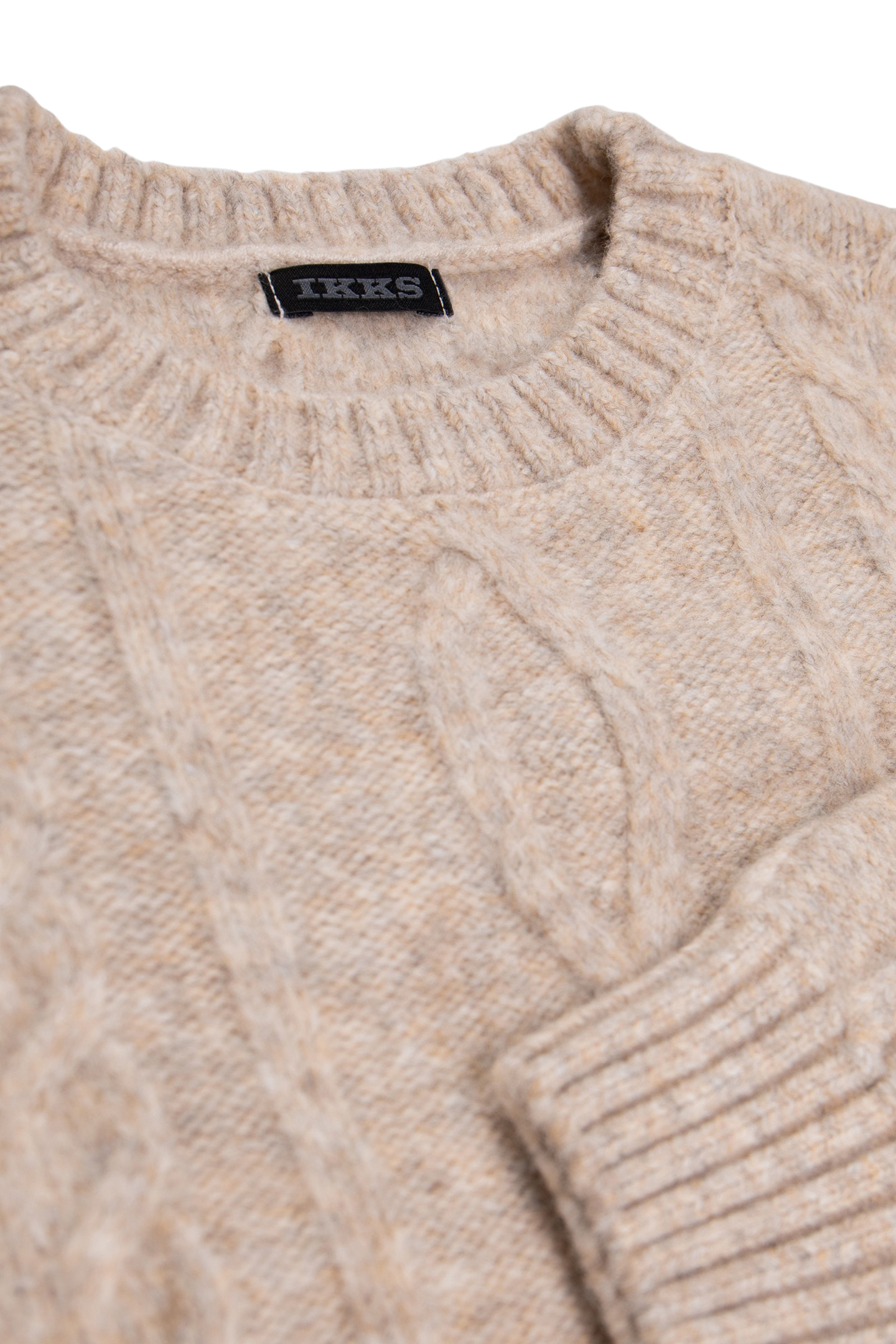 GIRL'S BEIGE MOTTLED CABLE-KNIT DRESS 3