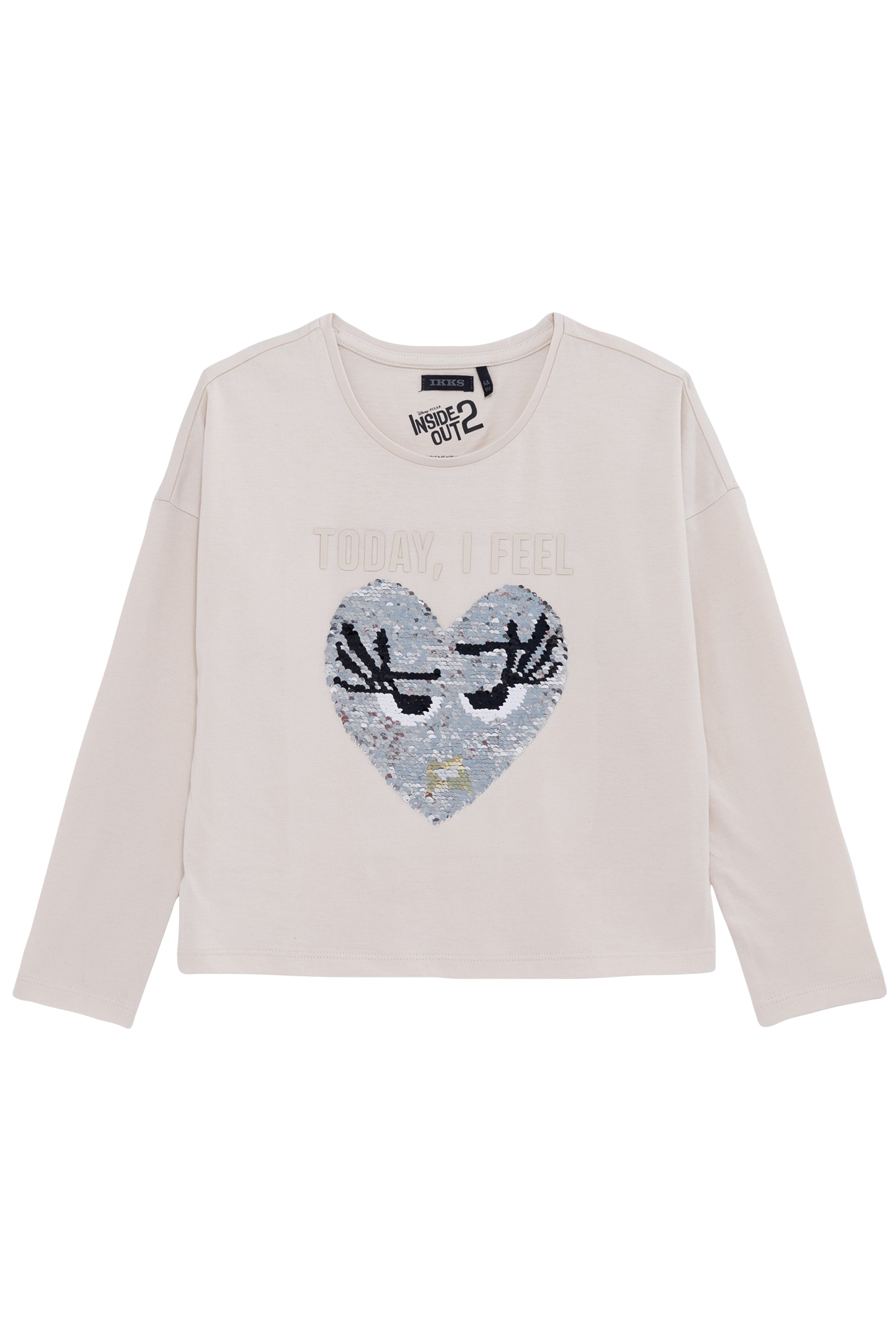 GIRL'S ECRU ORGANIC REVERSIBLE SEQUIN VICE-VERSA T-SHIRT 1