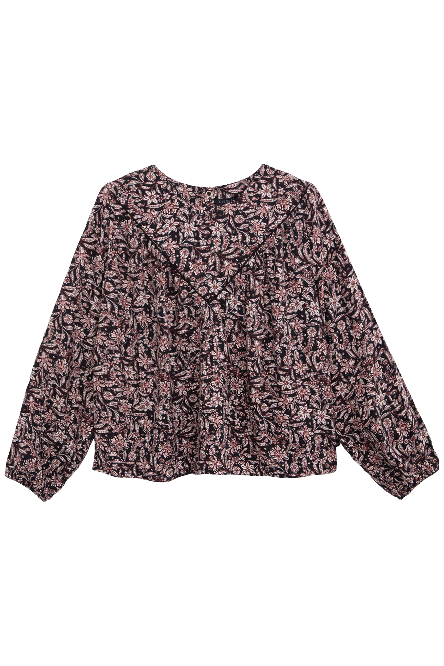 GIRL'S BLACK FLORAL PRINT BLOUSE 1