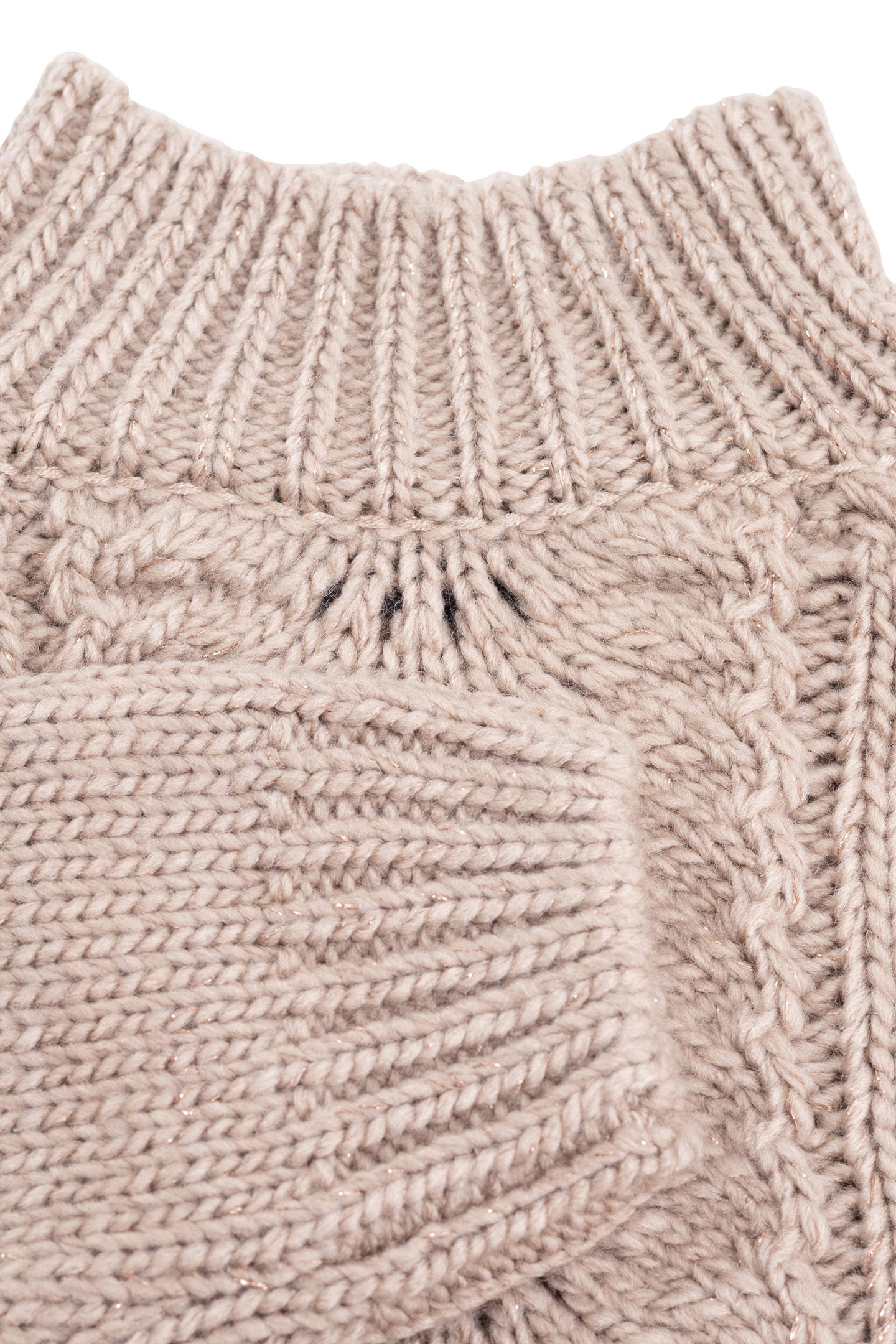GIRL'S BEIGE OPENWORK KNIT SWEATER 4
