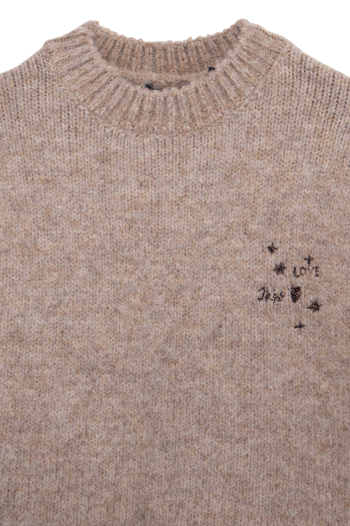 GIRL'S BEIGE KNITTED SWEATER DRESS WITH LUREX EMBROIDERY 3