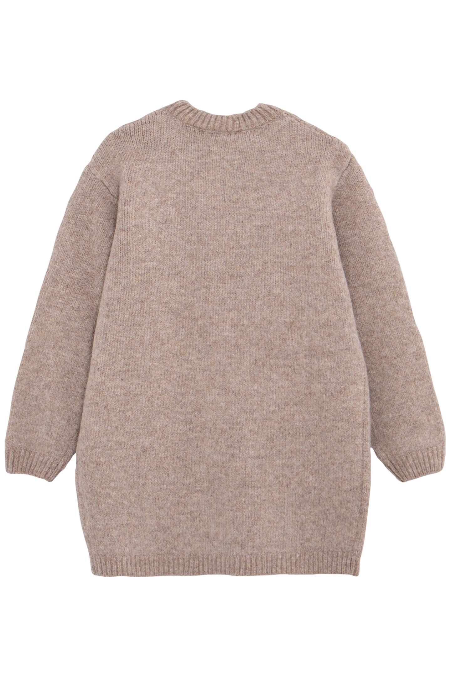 GIRL'S BEIGE KNITTED SWEATER DRESS WITH LUREX EMBROIDERY 2