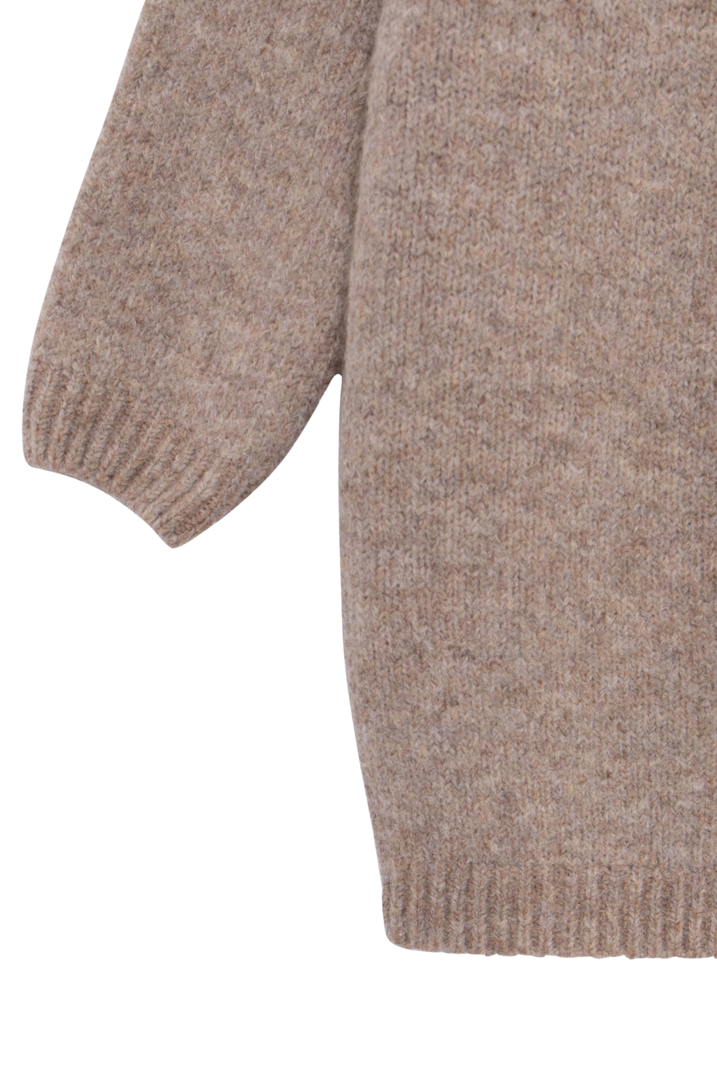 GIRL'S BEIGE KNITTED SWEATER DRESS WITH LUREX EMBROIDERY 4