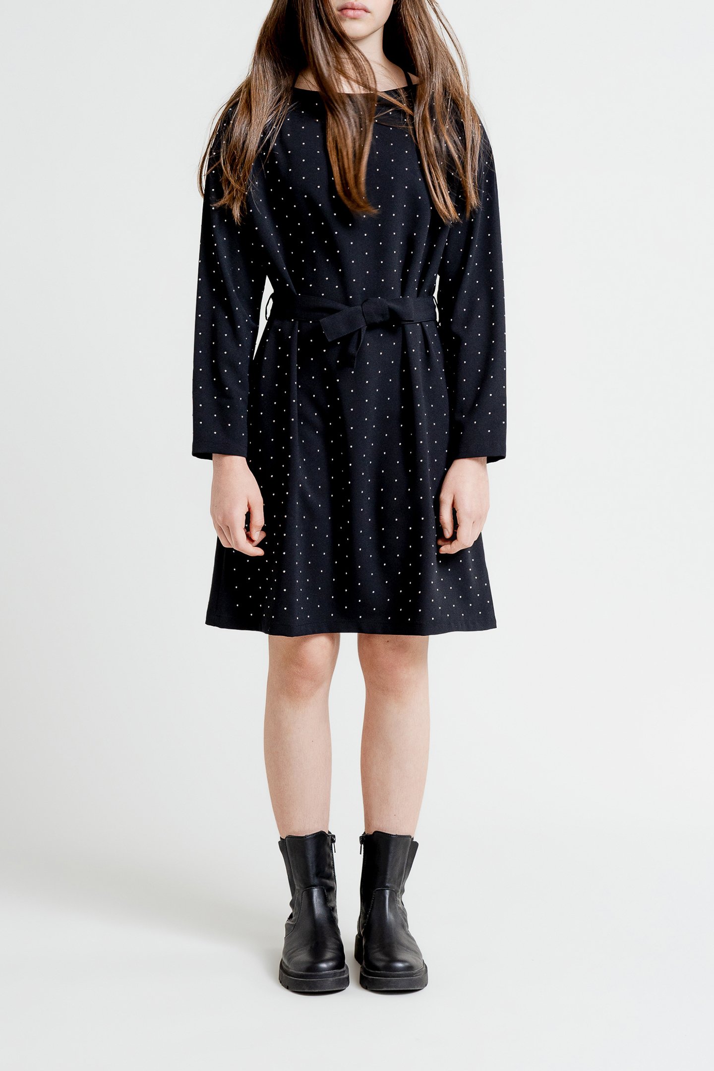 SHORT BLACK DRESS WITH STUD DECORATION by IKKS