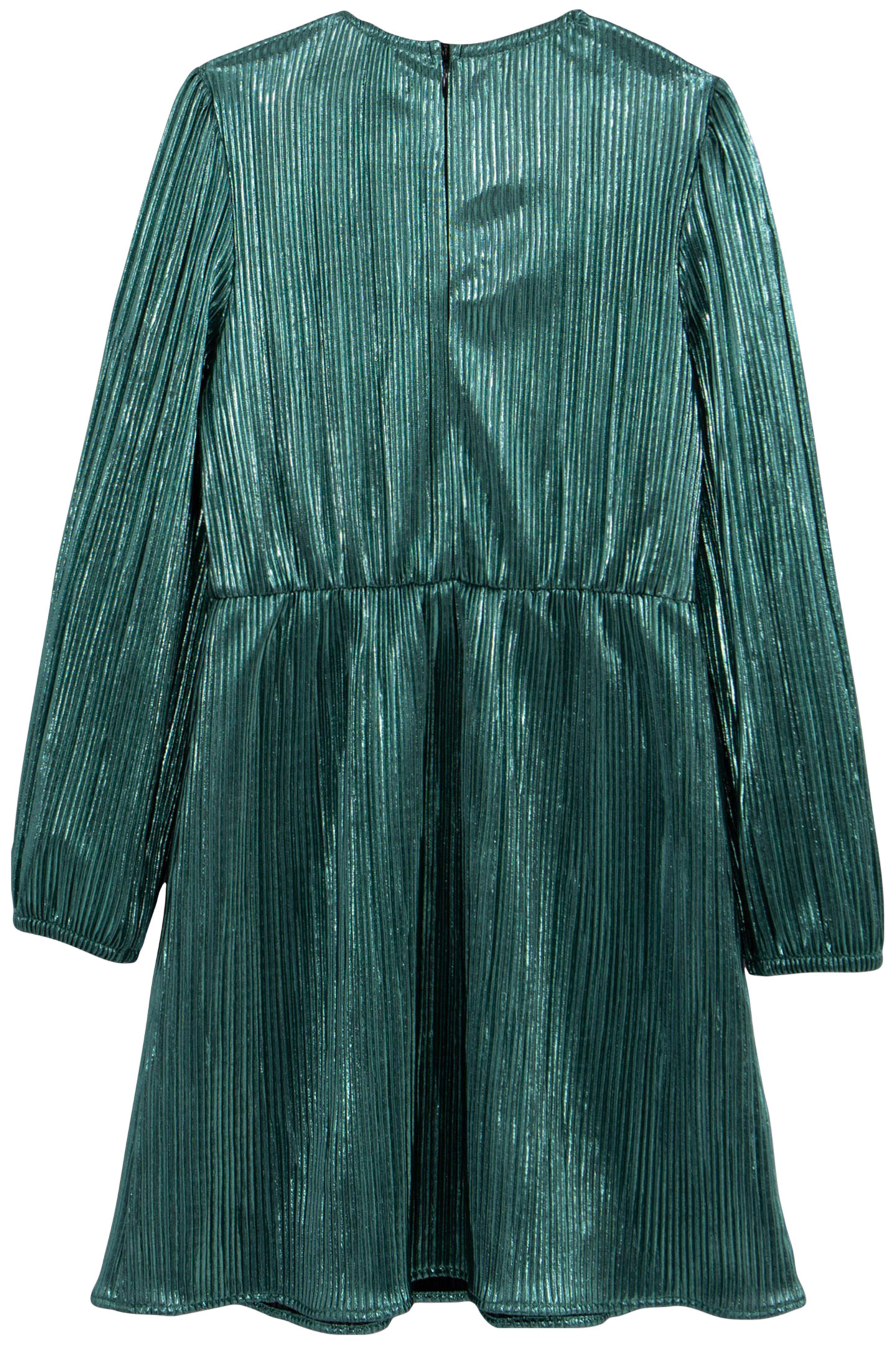 METALLIC EMERALD PLEATED DRESS 3