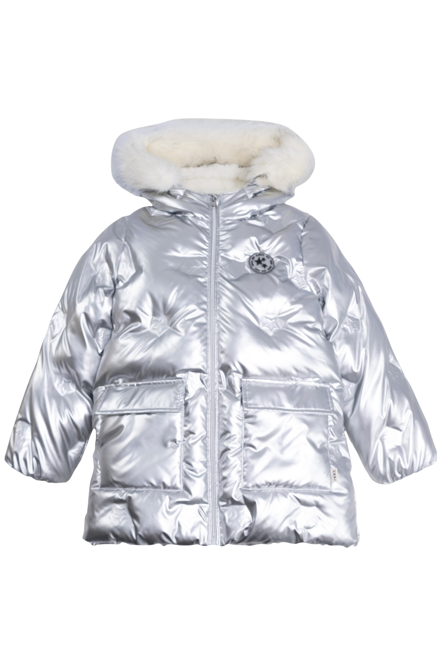 GIRL'S SILVER POLKA DOT HEAT-SEALED NYLON PADDED JACKET 1