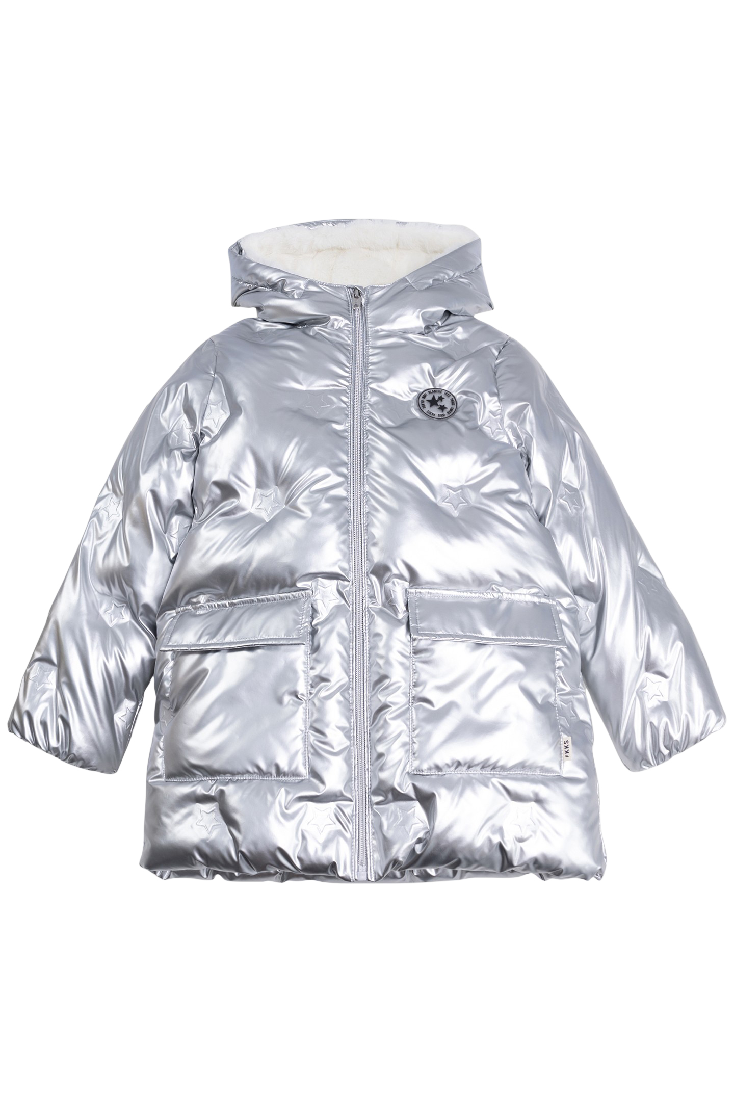 GIRL'S SILVER POLKA DOT HEAT-SEALED NYLON PADDED JACKET 3