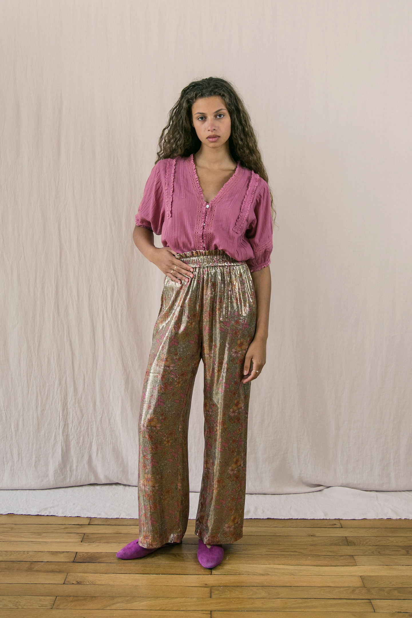 PANTS OLIVIA KHAKI MULTI FLOWERS 2