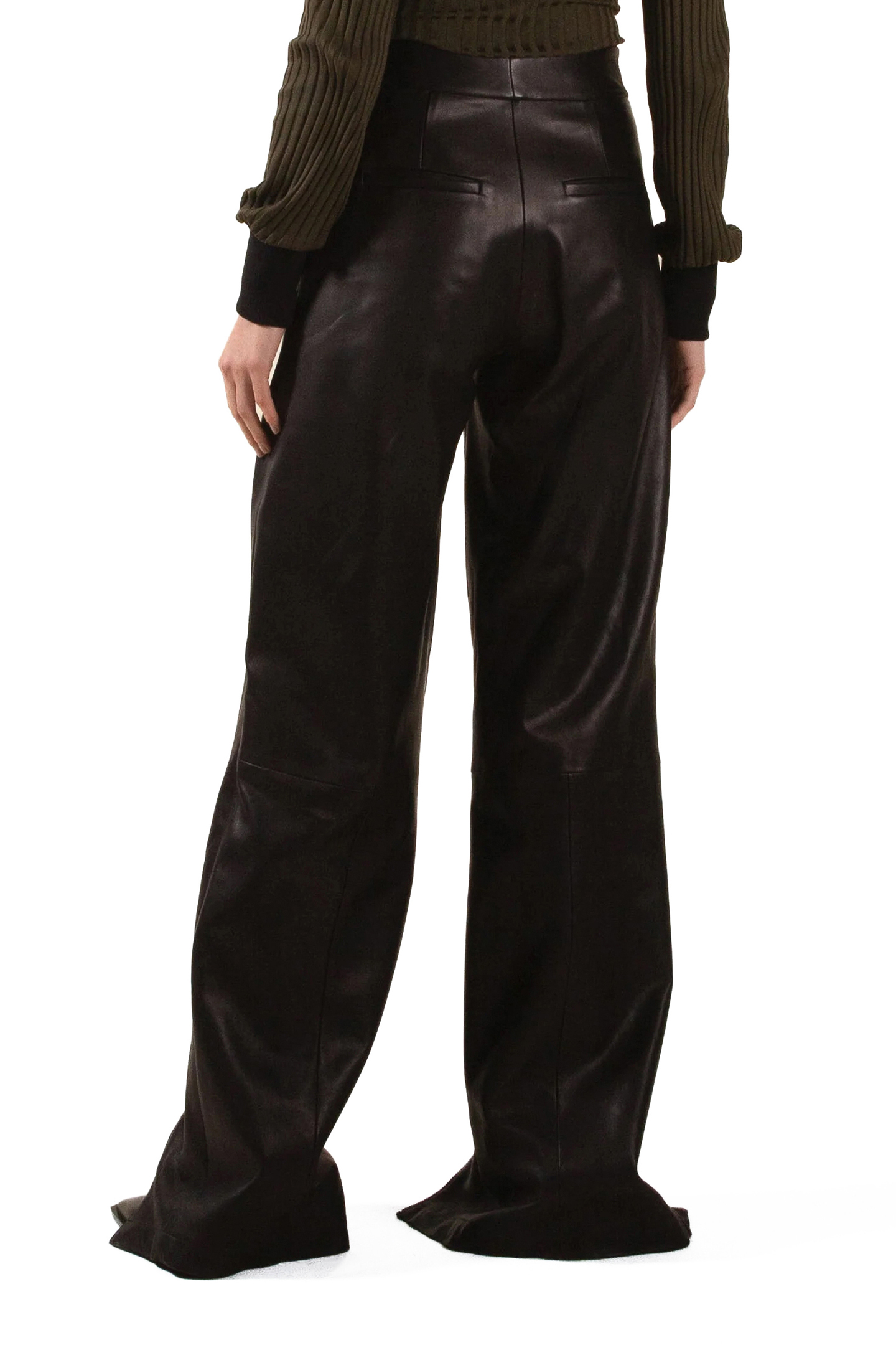 LEATHER ZIP TROUSERS BLACK 2