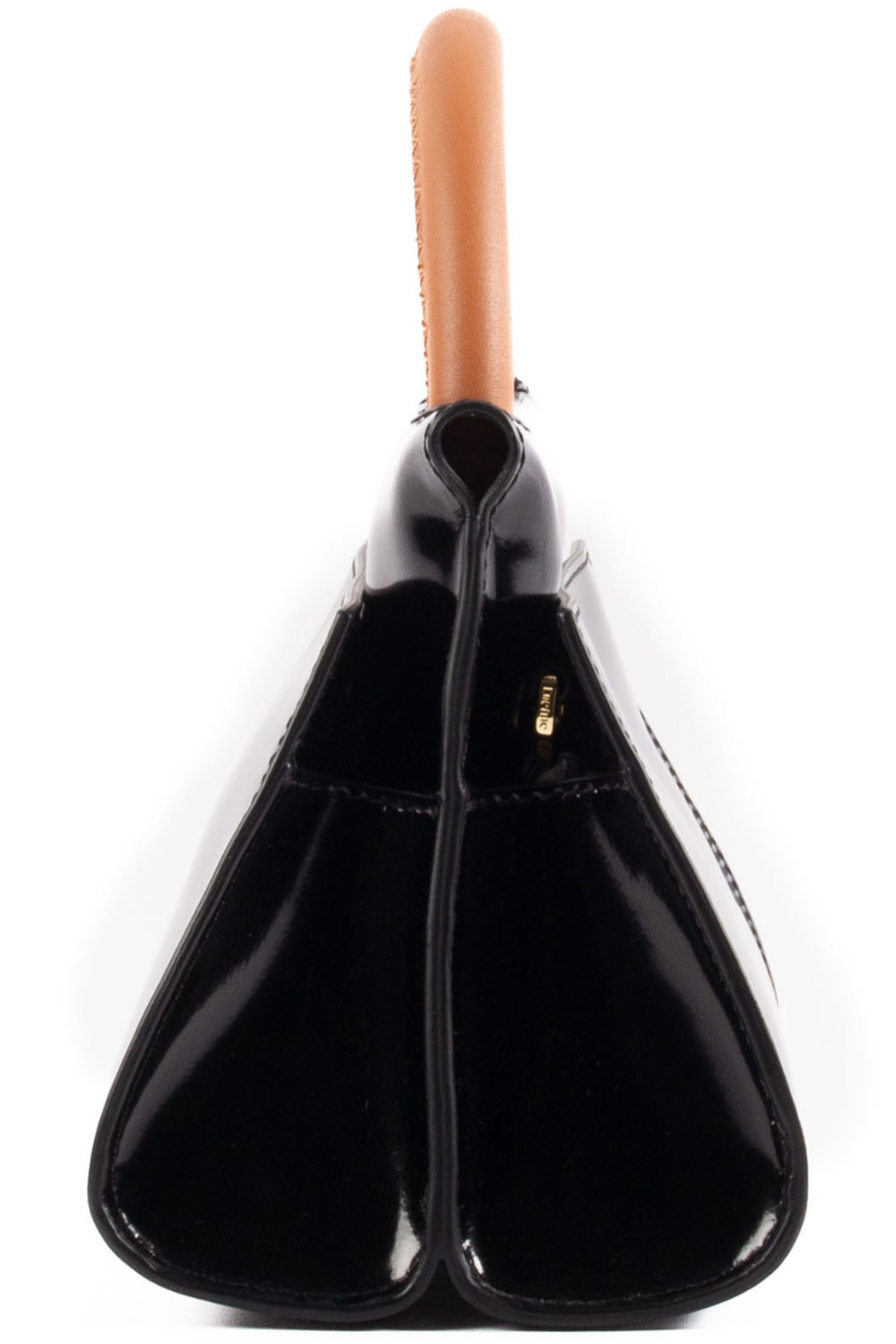 SMALL PAPILLON LEATHER MIRROR BLACK/CARAMEL 4