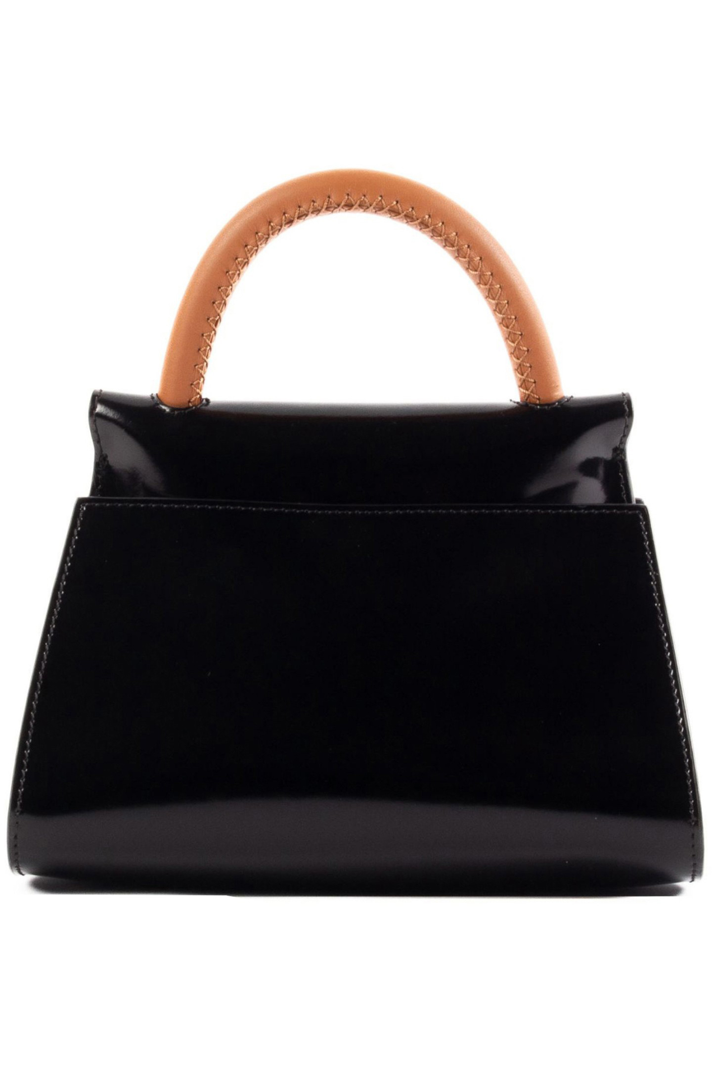 SMALL PAPILLON LEATHER MIRROR BLACK/CARAMEL 1